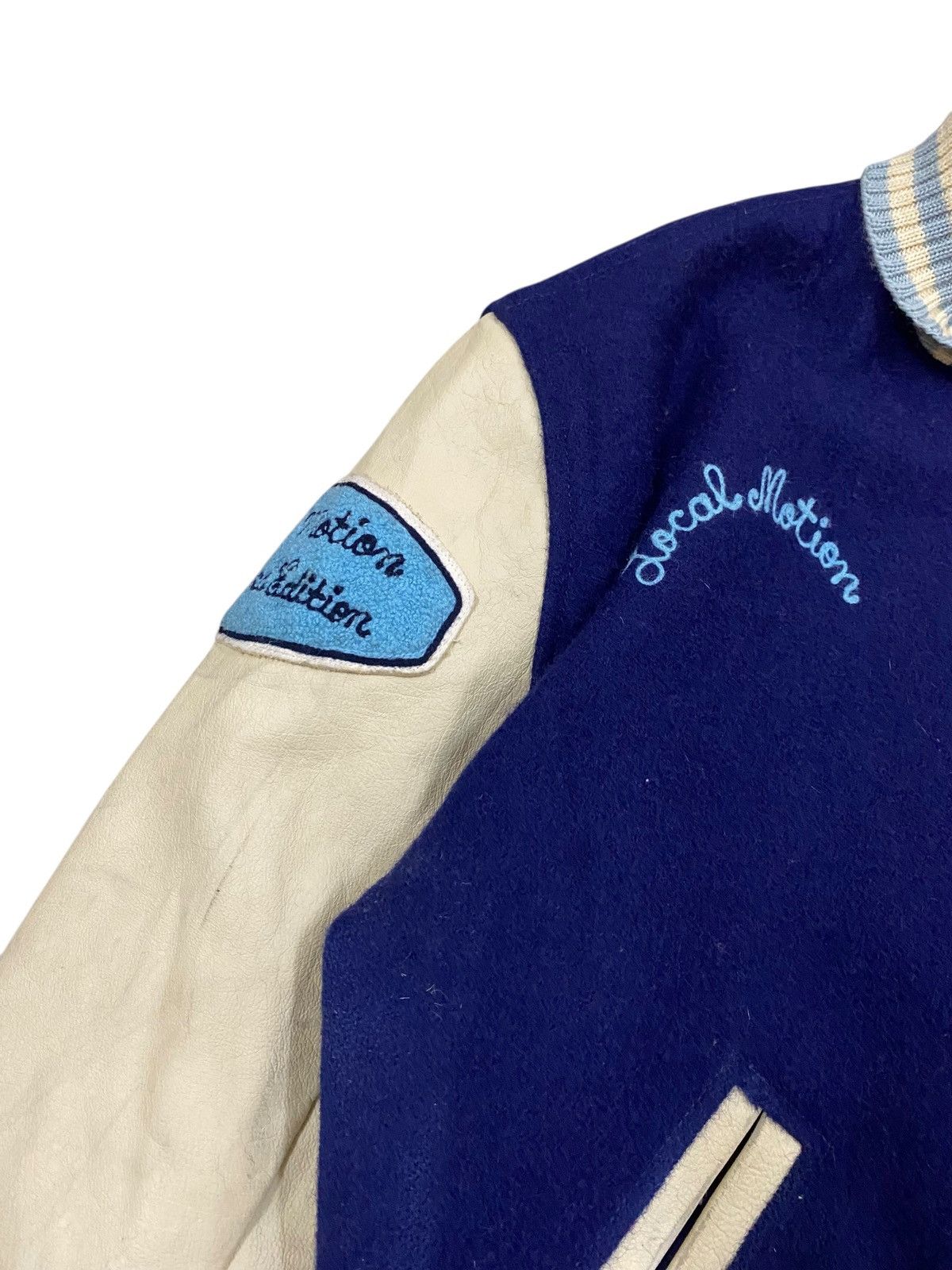 Vintage Vtg Local Motion Varsity Wool Jacket Sleeve Leather Size US L / EU 52-54 / 3 - 7 Thumbnail
