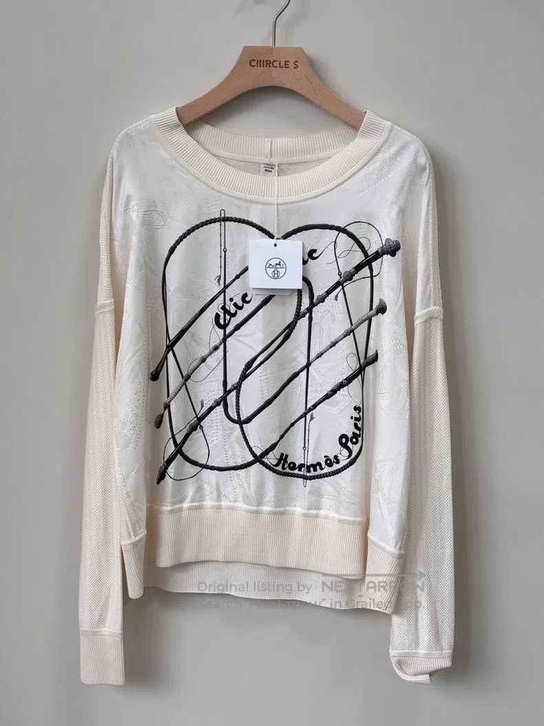 Hermes Hermes Off-white Silk Long-sleeve Top / T-shirt / Hoodie Size XS / US 0-2 / IT 36-38 - 1 Thumbnail