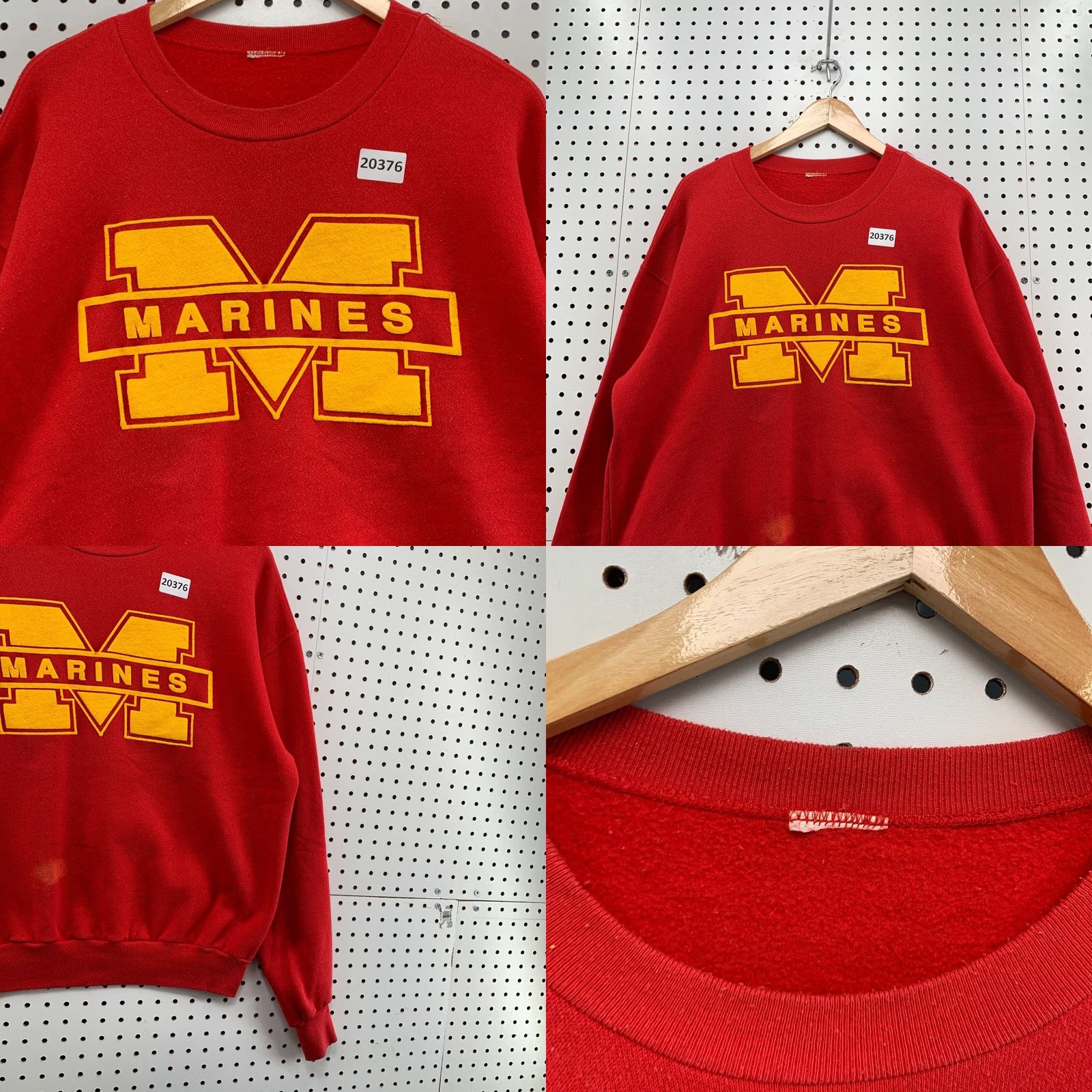 Vintage VINTAGE Majestic Marines Crewneck Sweatshirt Red Adult Large Pullover 25x28 Men Size US L / EU 52-54 / 3 - 8 Thumbnail