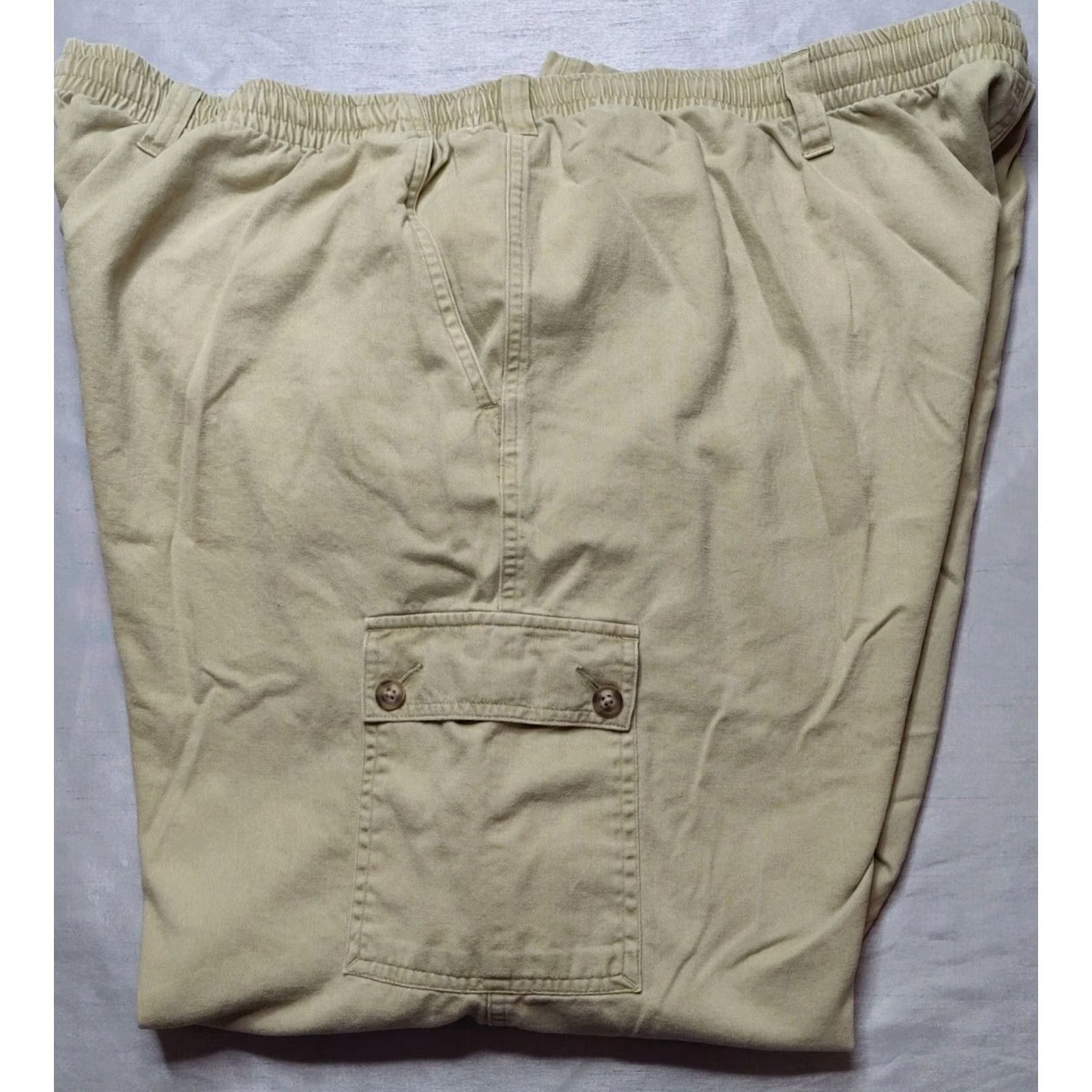 Big Dogs BIG DOGS Men Big 2X Khaki Cotton Elastic Waistband Pull-On Cargo Pants Size US 39 - 2 Thumbnail