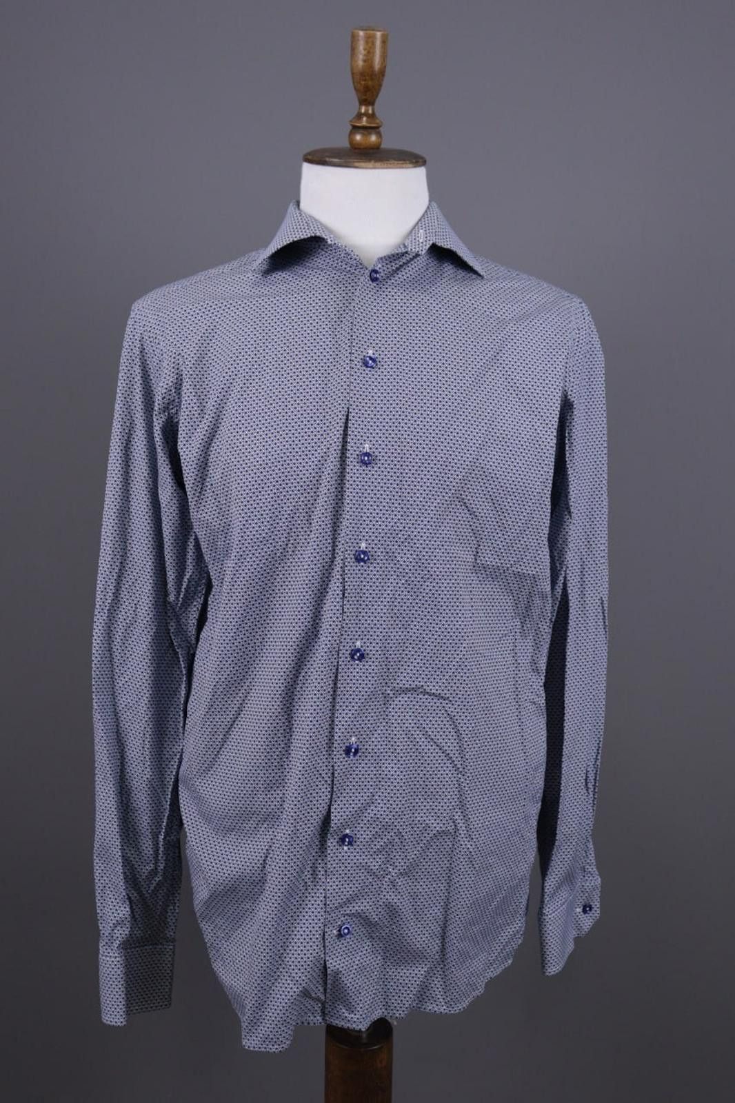 Eton Eton Blue Luxury Printed Button Down Shirt Made to Measure Size US M / EU 48-50 / 2 - 1 Thumbnail