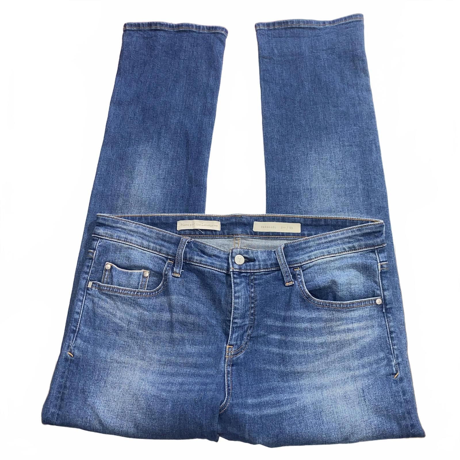 Designer Pilcro Parallel Straight Leg Jeans 33 Blue Patchwork Denim Size 33" - 1 Thumbnail