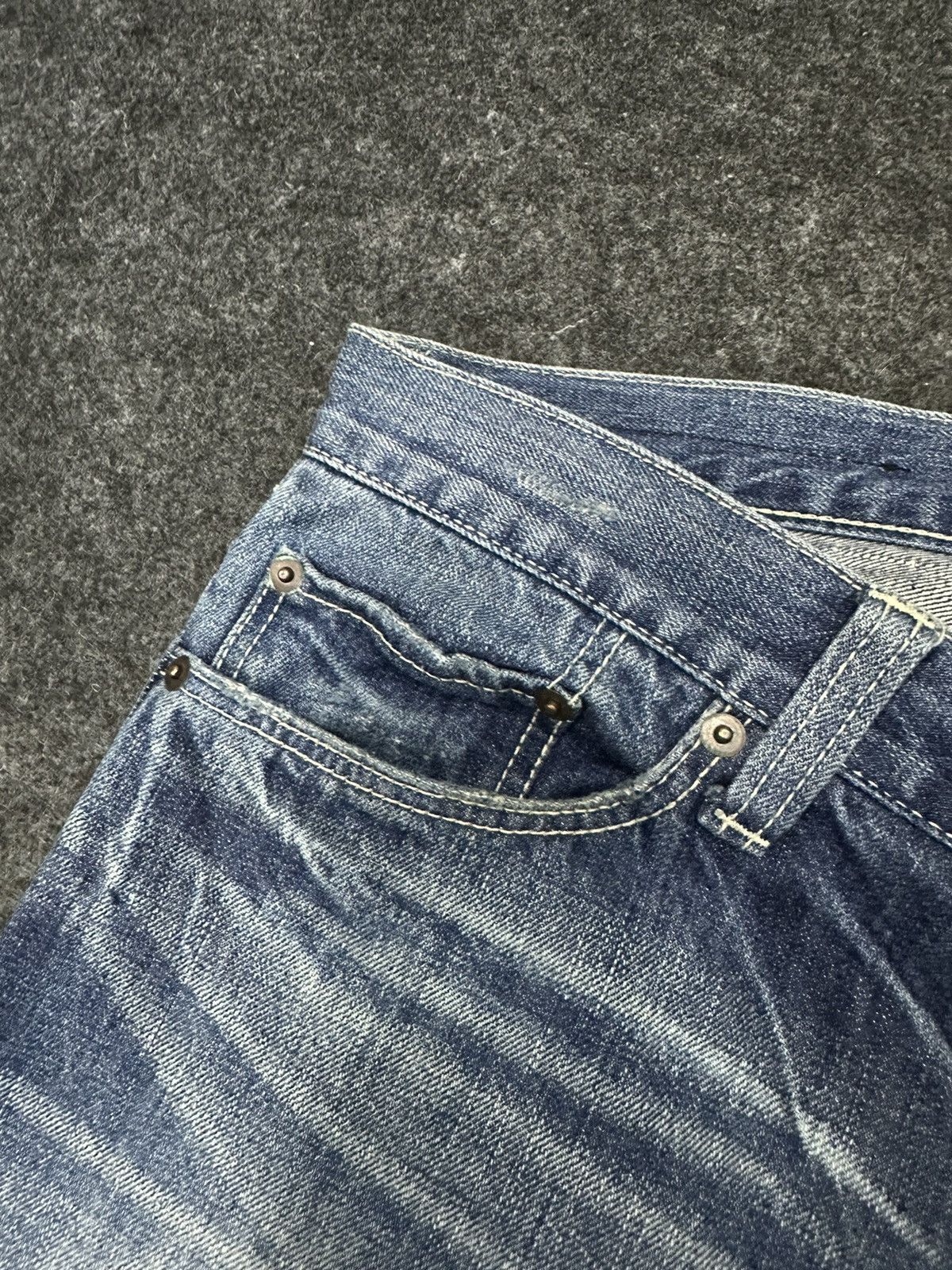 BUFFALO BOBS × Japan Blue × KOJIMA GENES Japan Blue Faded Washed Distressed Denim F57 Size US 31 - 5 Thumbnail