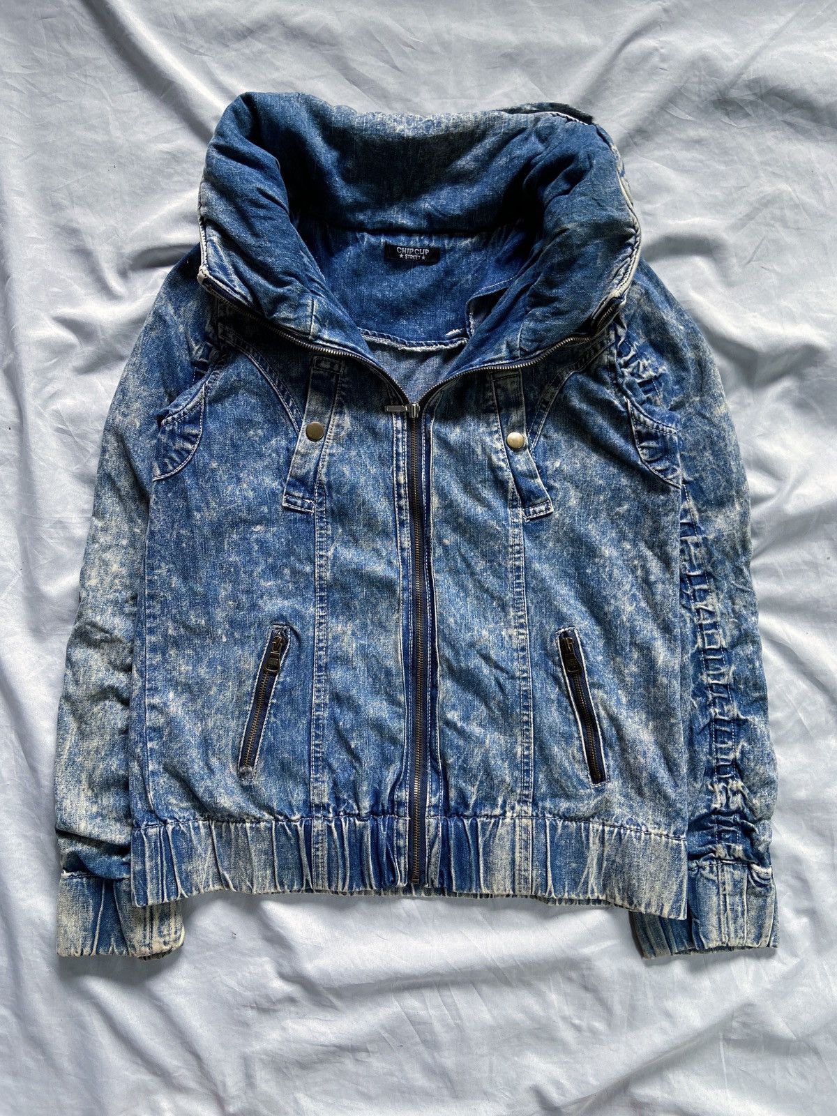 Japanese Brand CHIP CLIP STREET BLUE DENIM WASHED STYLE BONO ZIP JACKET Size US M / EU 48-50 / 2 - 8 Thumbnail