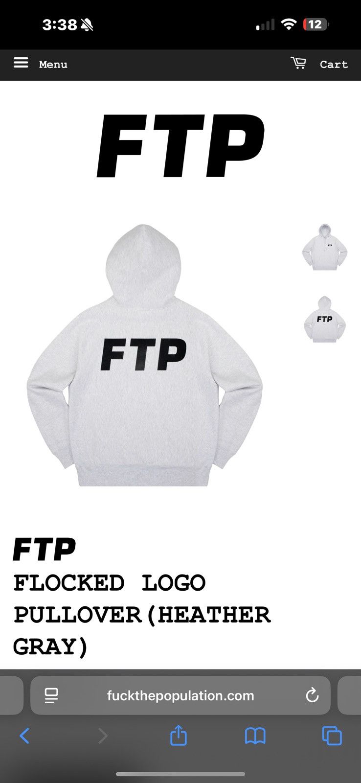 Fuck The Population FTP FLOCKED LOGO PULLOVER (HEATHER GRAY) Size US M / EU 48-50 / 2 - 3 Thumbnail