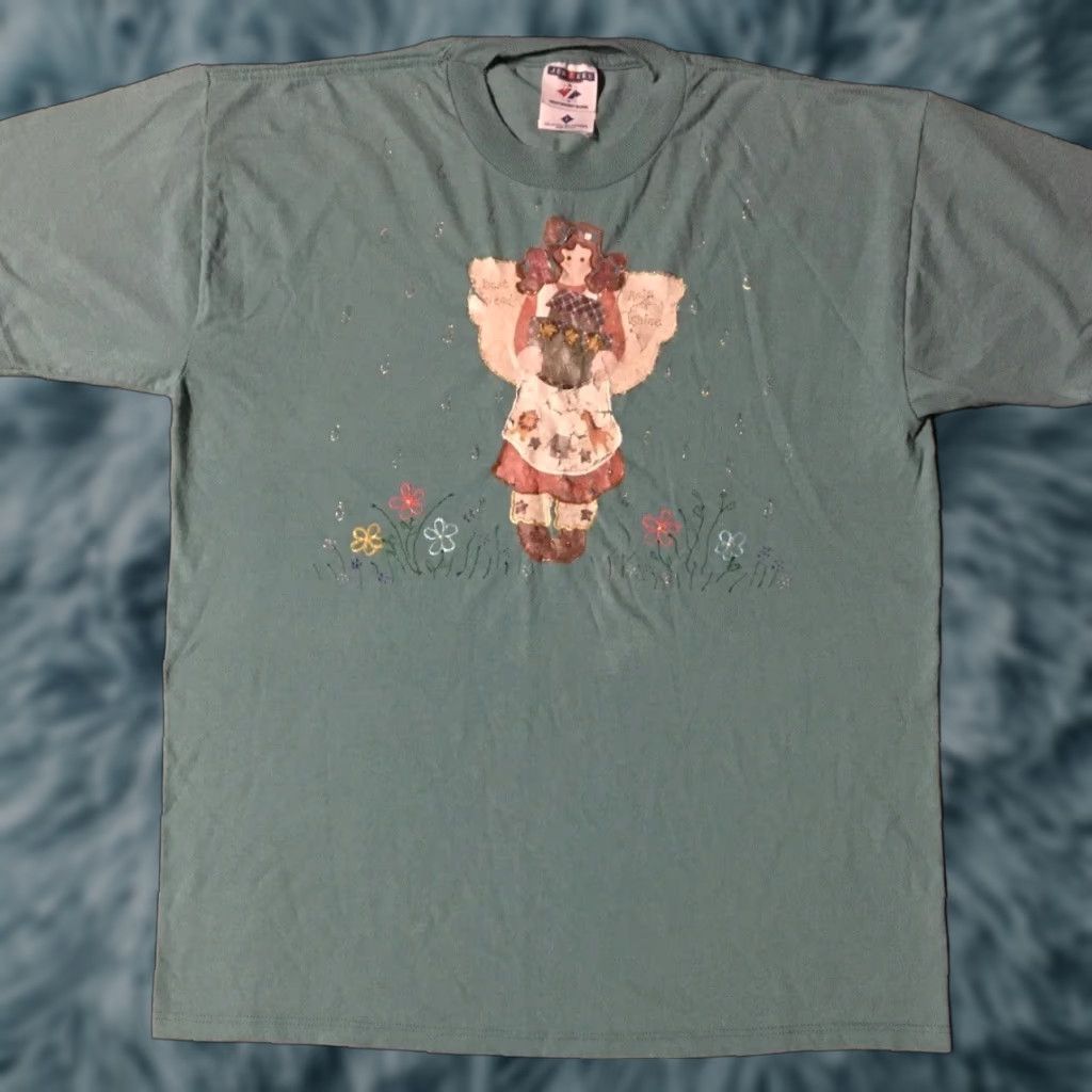 Vintage VINTAGE Best Friend Angel Art Faded Shirt L Green Jesus Christ T-Shirt Men Short Sleeve 90s Grunge Religious Humor Heaven Bible Novelty Size US L / EU 52-54 / 3 - 1 Thumbnail