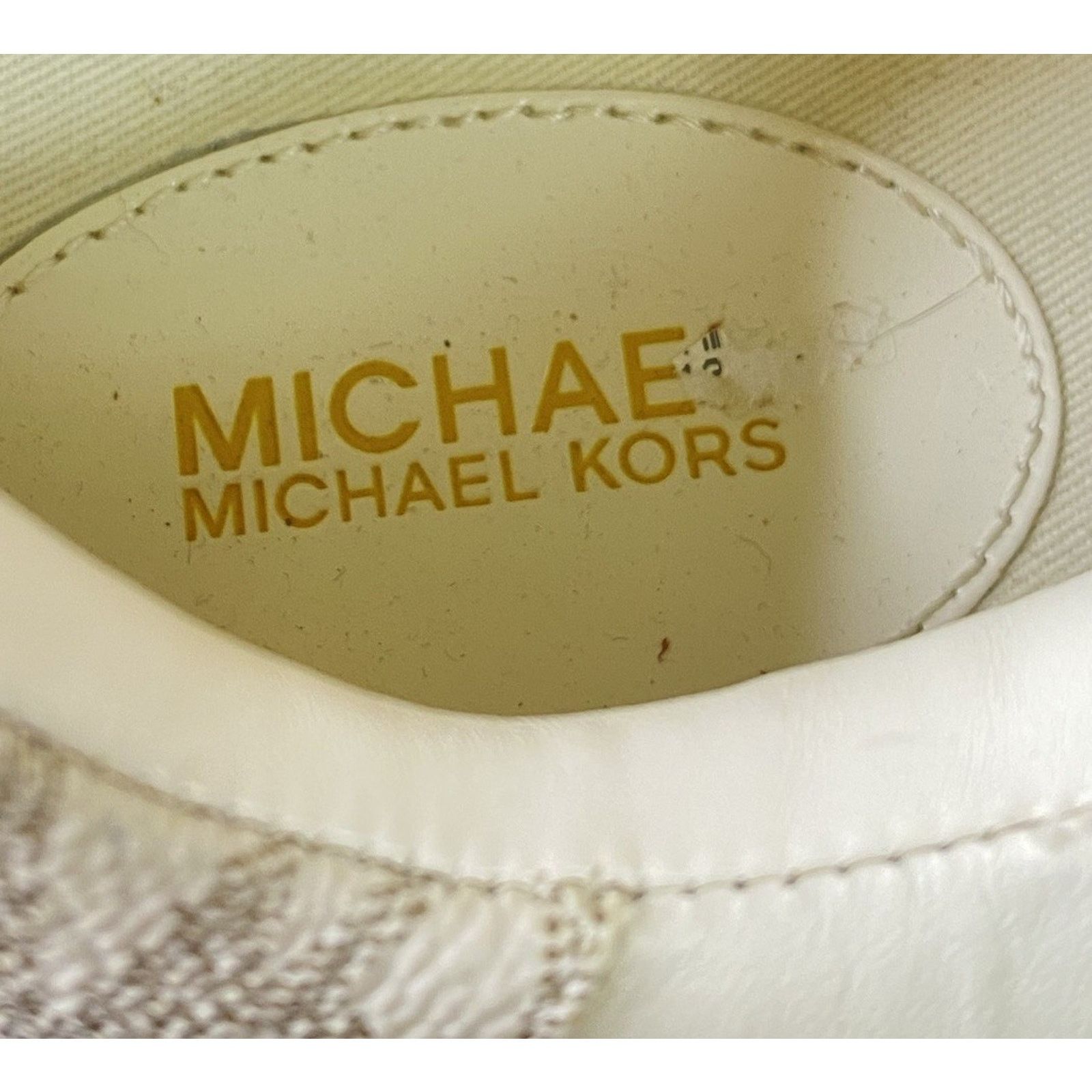 Michael Kors MICHAEL MICHAEL KORS KENNA White/Gold STUDDED Lther Sneaker Size US 7.5 / IT 37.5 - 6 Thumbnail