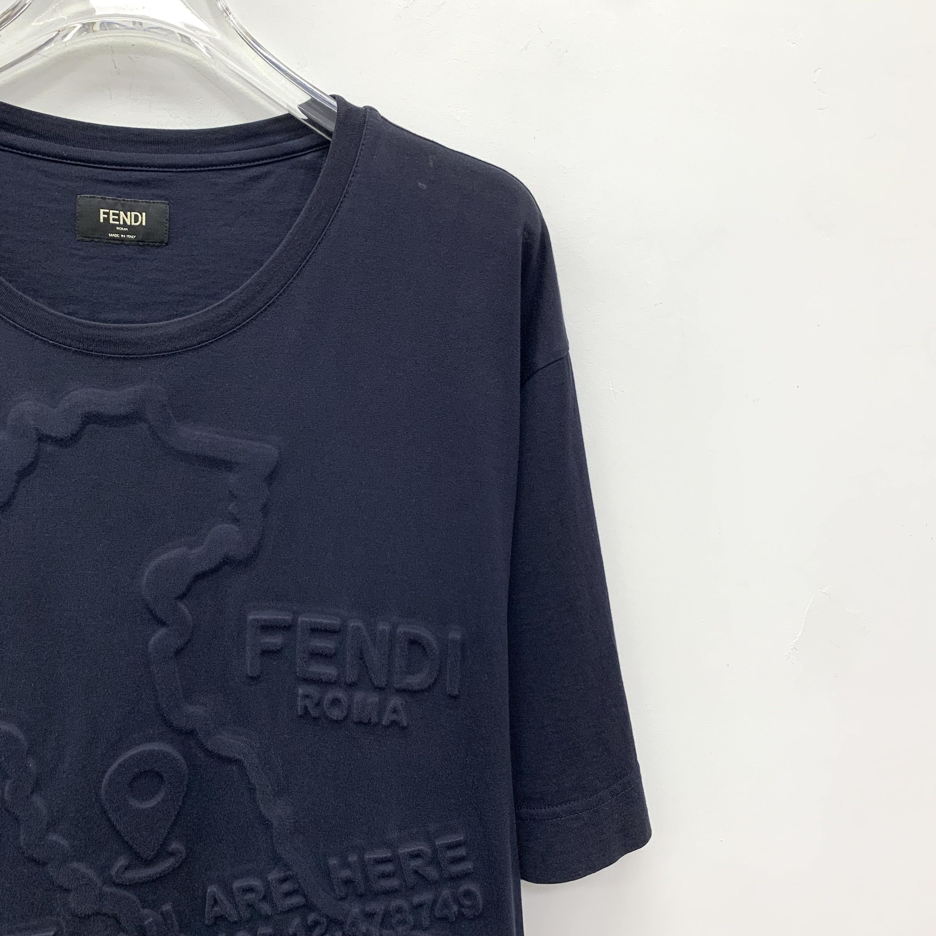 Fendi Fendi Map Embossed T-Shirt Navy (M) Size US M / EU 48-50 / 2 - 3 Thumbnail