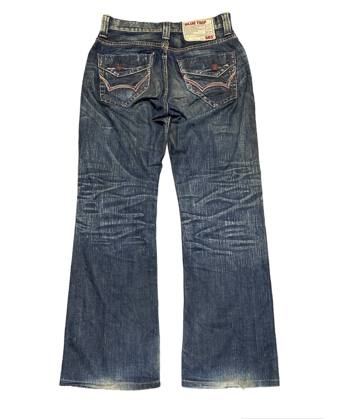 Japanese Brand 🔥Archieve🔥Vintage Edwin 503 Raw Blue Trip Rusty Flare Size US 30 / EU 46 - 2 Thumbnail