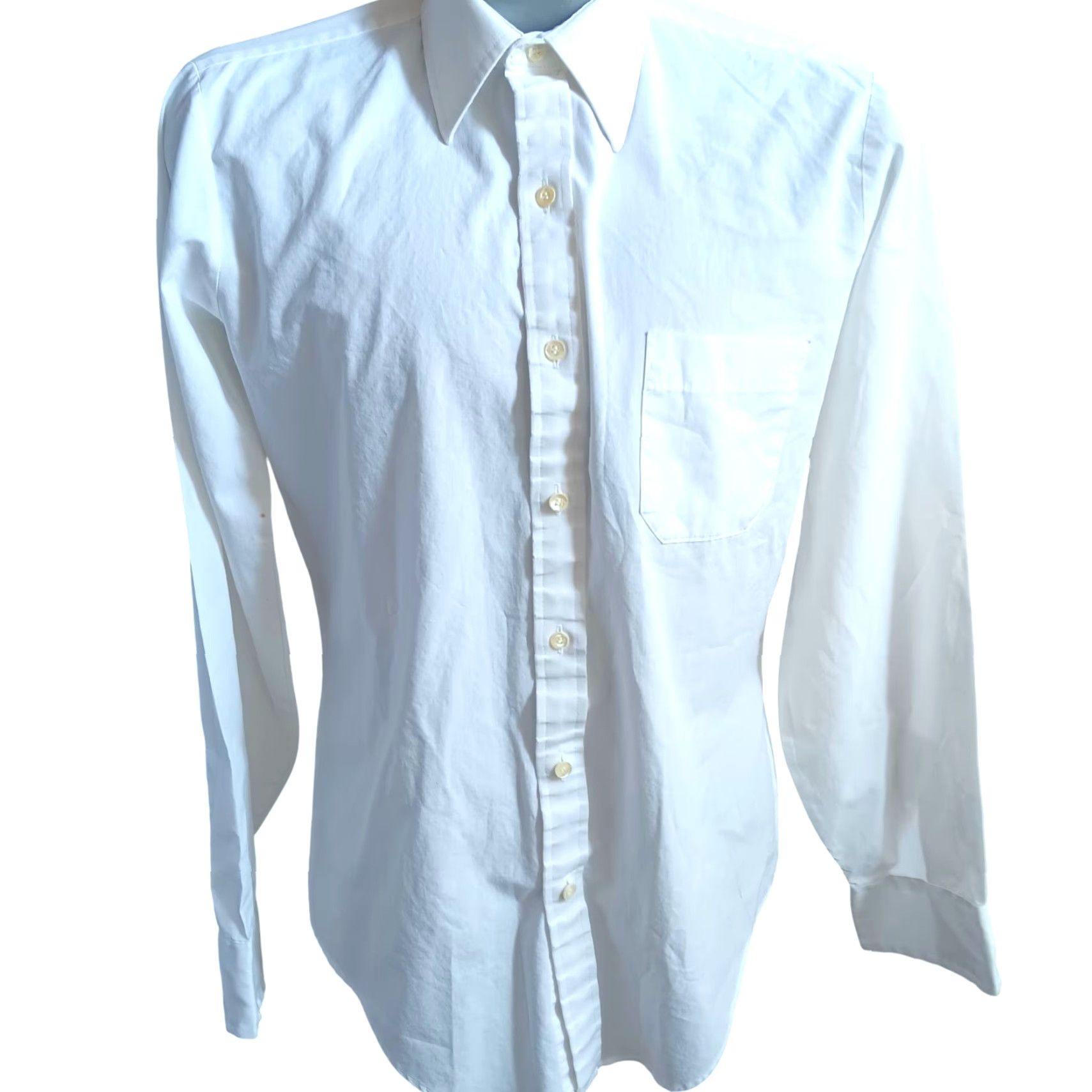 VINTAGE JCPenney Men's Dress Shirt Medium White Long Sleeve Button-Up  Casual 1980s Cotton