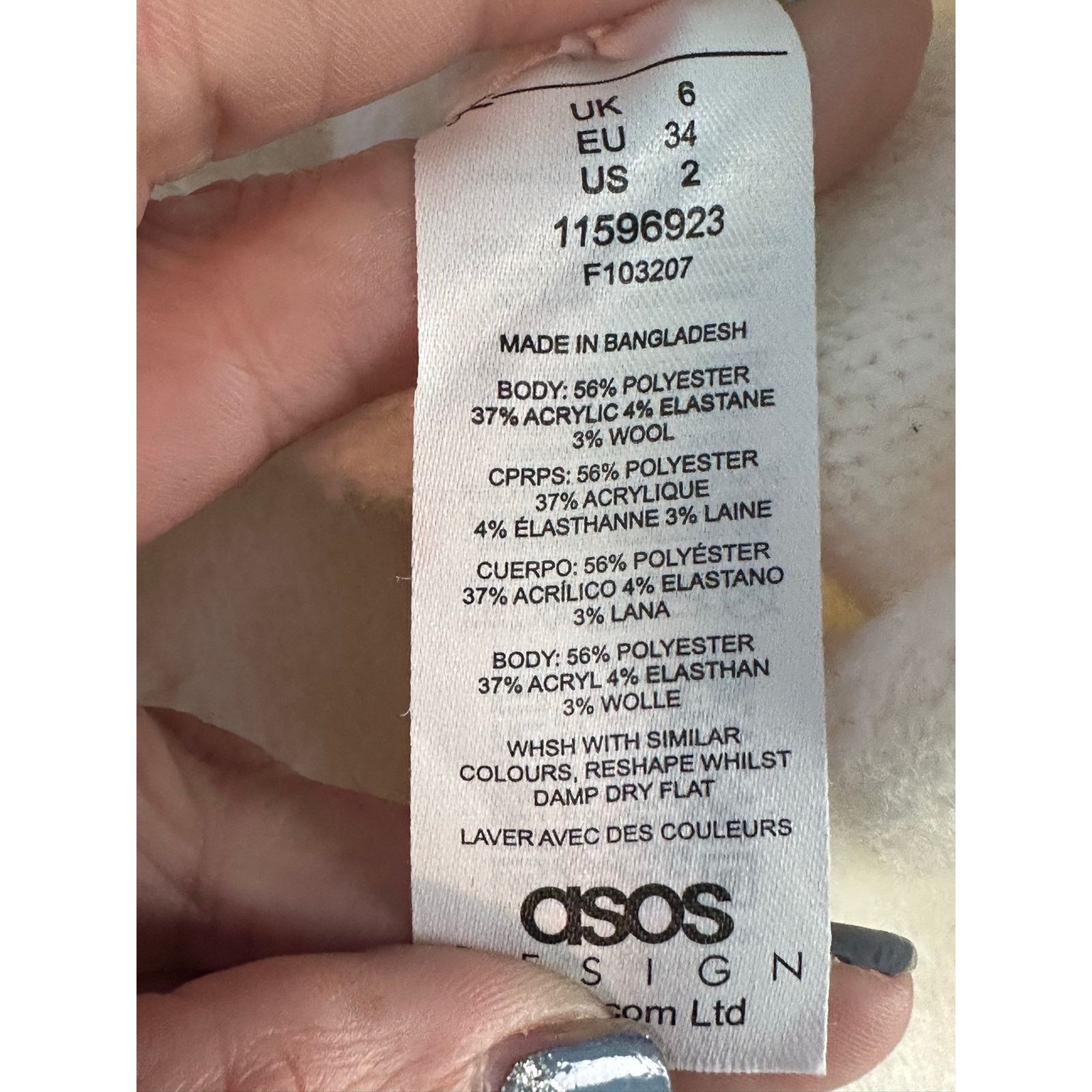 Asos ASOS DESIGN knitted tie waist roll neck midi dress size 2P Size XS / US 0-2 / IT 36-38 - 4 Thumbnail