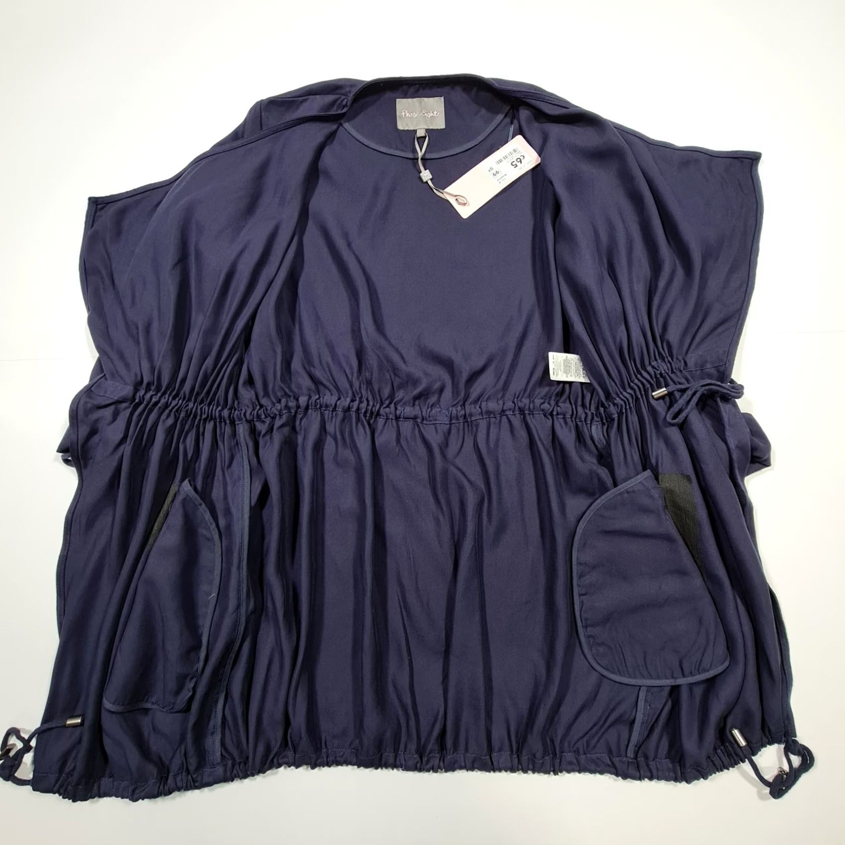 Vintage Phase Eight Womens Jacket Navy Blue XS Waterfall Tie Front Coat Roll Tab Sleeve Size XS / US 0-2 / IT 36-38 - 4 Thumbnail