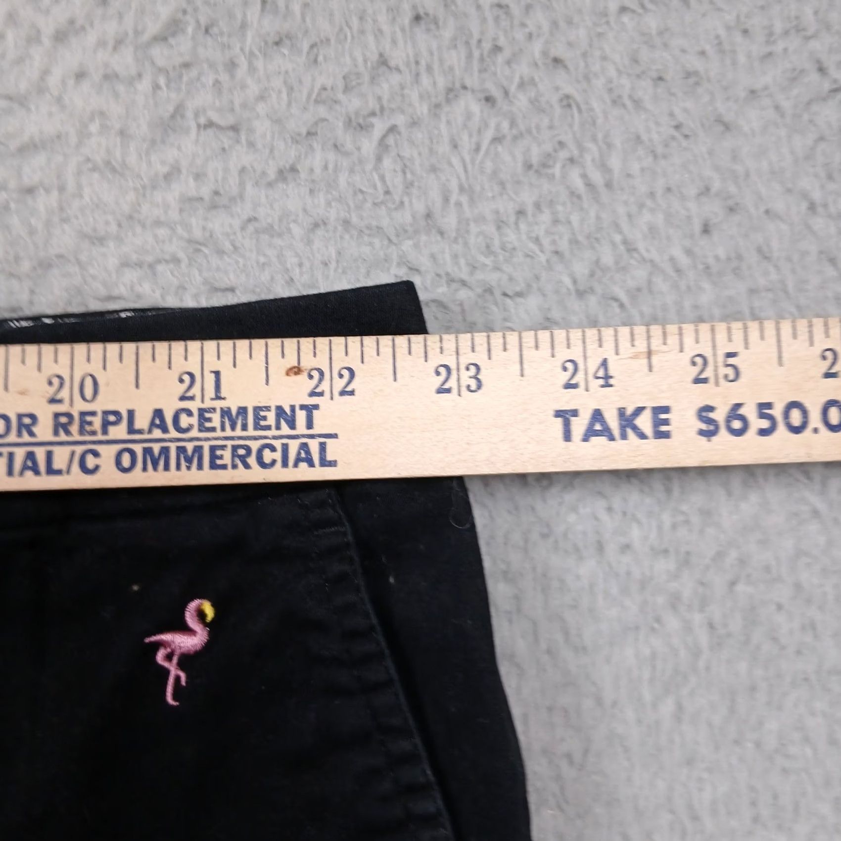Vintage VINTAGE British Khaki Shorts Womens 22W Black Pink Flamingo Embroidered Cotton Blend Size 40" / US 18 - 6 Thumbnail
