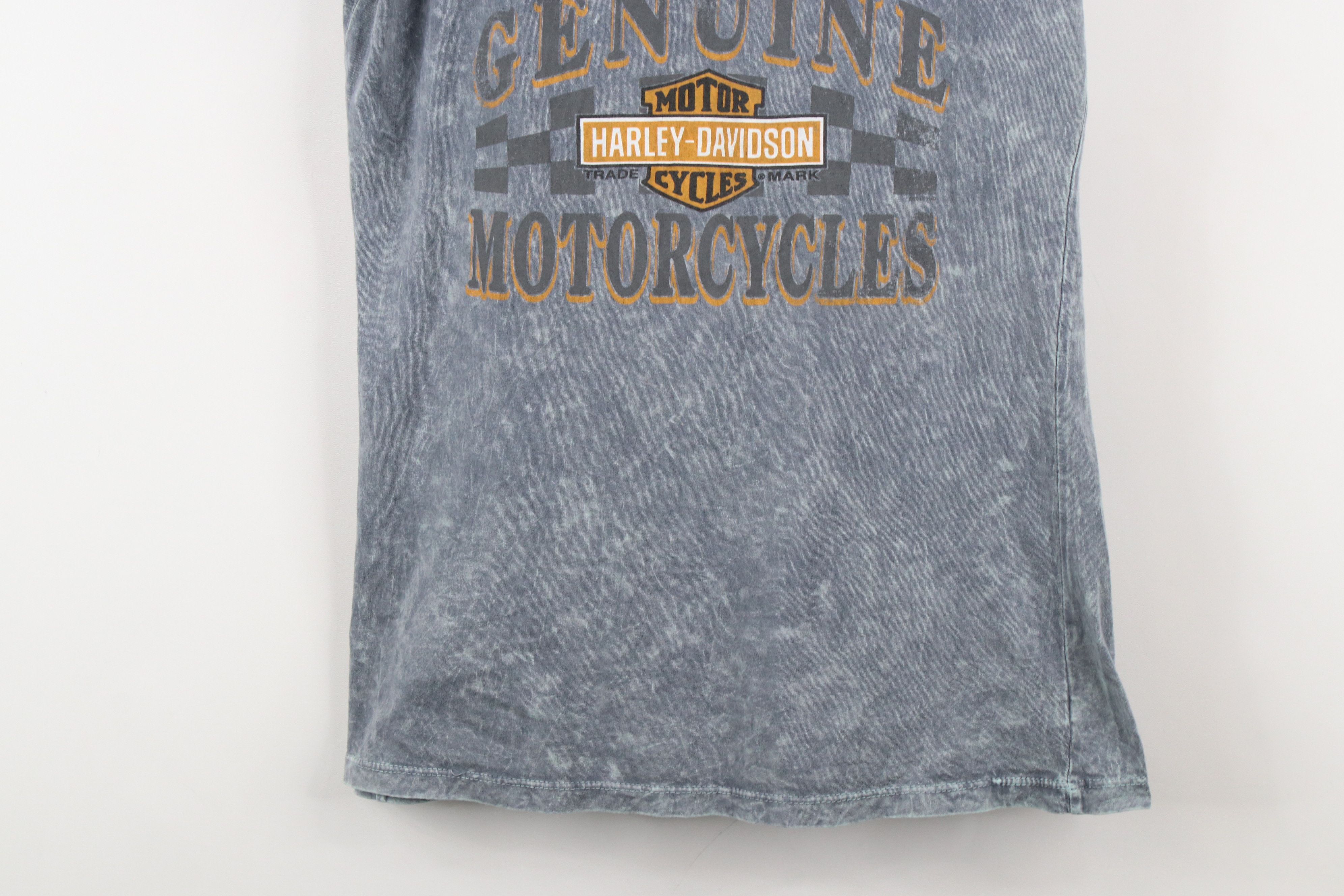 Harley Davidson × Vintage Vintage Y2K Harley Davidson Spell Acid Wash V-Neck T-Shirt Size L / US 10 / IT 46 - 3 Thumbnail