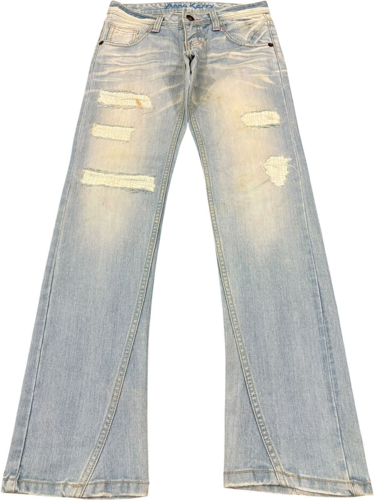 Japanese Brand Vintage Japanese Sashiko Distressed Spiral Leg Flare Jeans Size US 30 / EU 46 - 1 Thumbnail