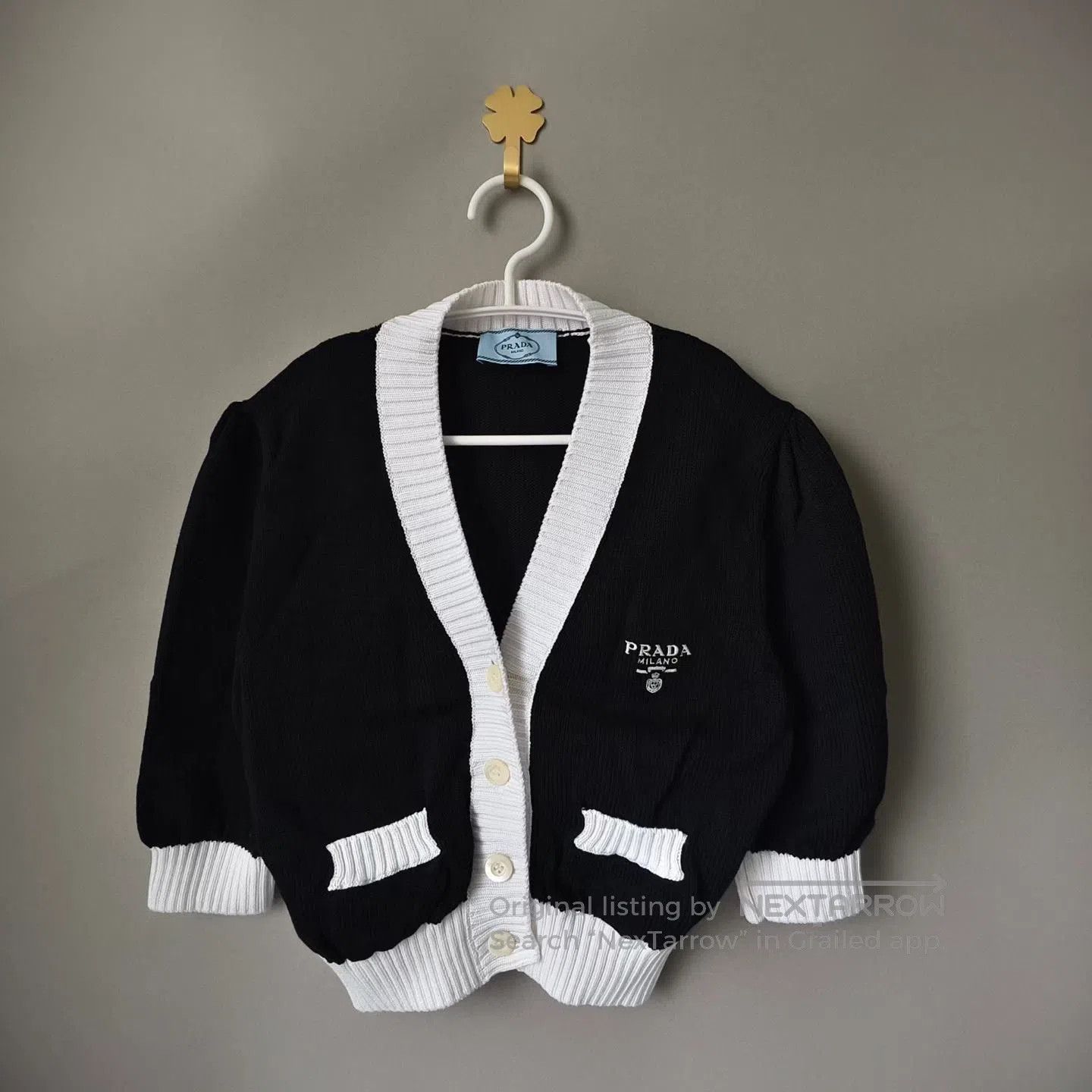 Prada Prada Women's Black Knit Cardigan Shield Logo. Size XS / US 0-2 / IT 36-38 - 1 Thumbnail