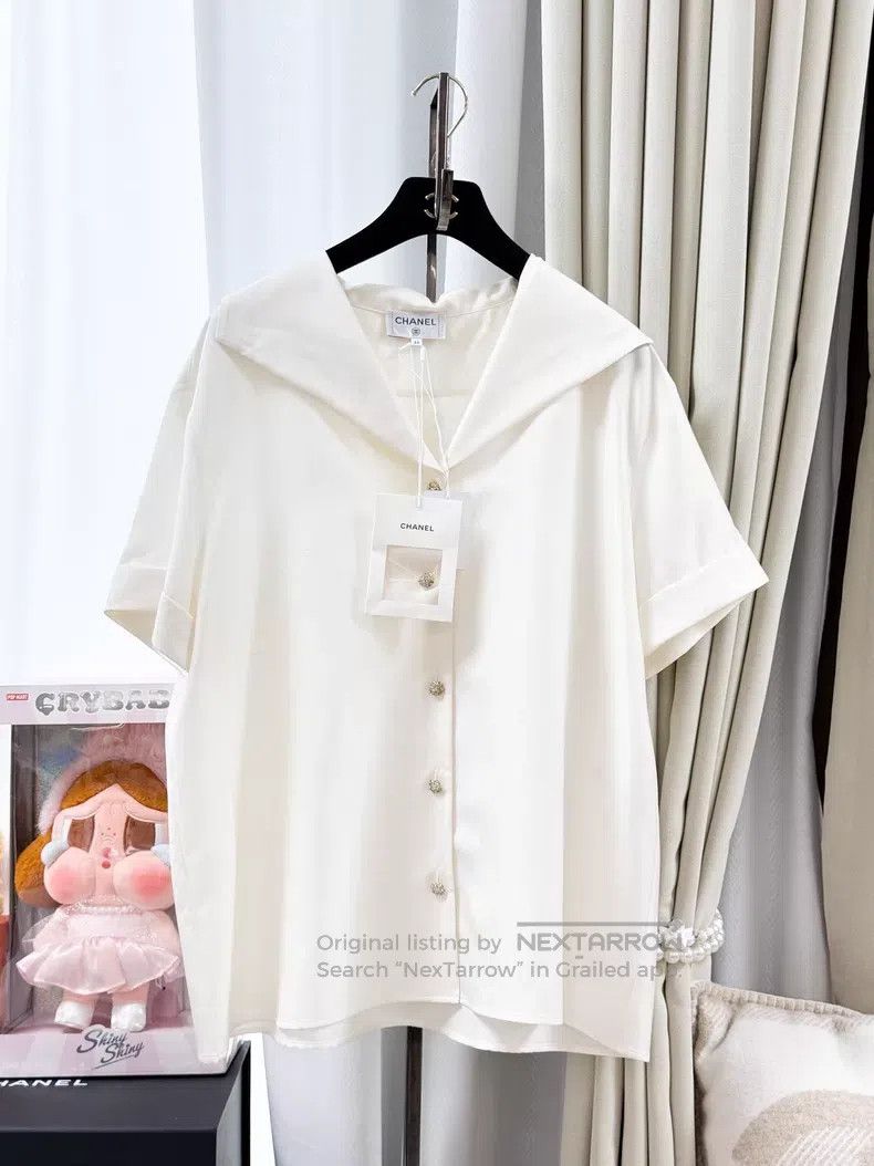 Chanel Chanel Navy collar short-sleeved shirt Size M / US 6-8 / IT 42-44 - 1 Thumbnail