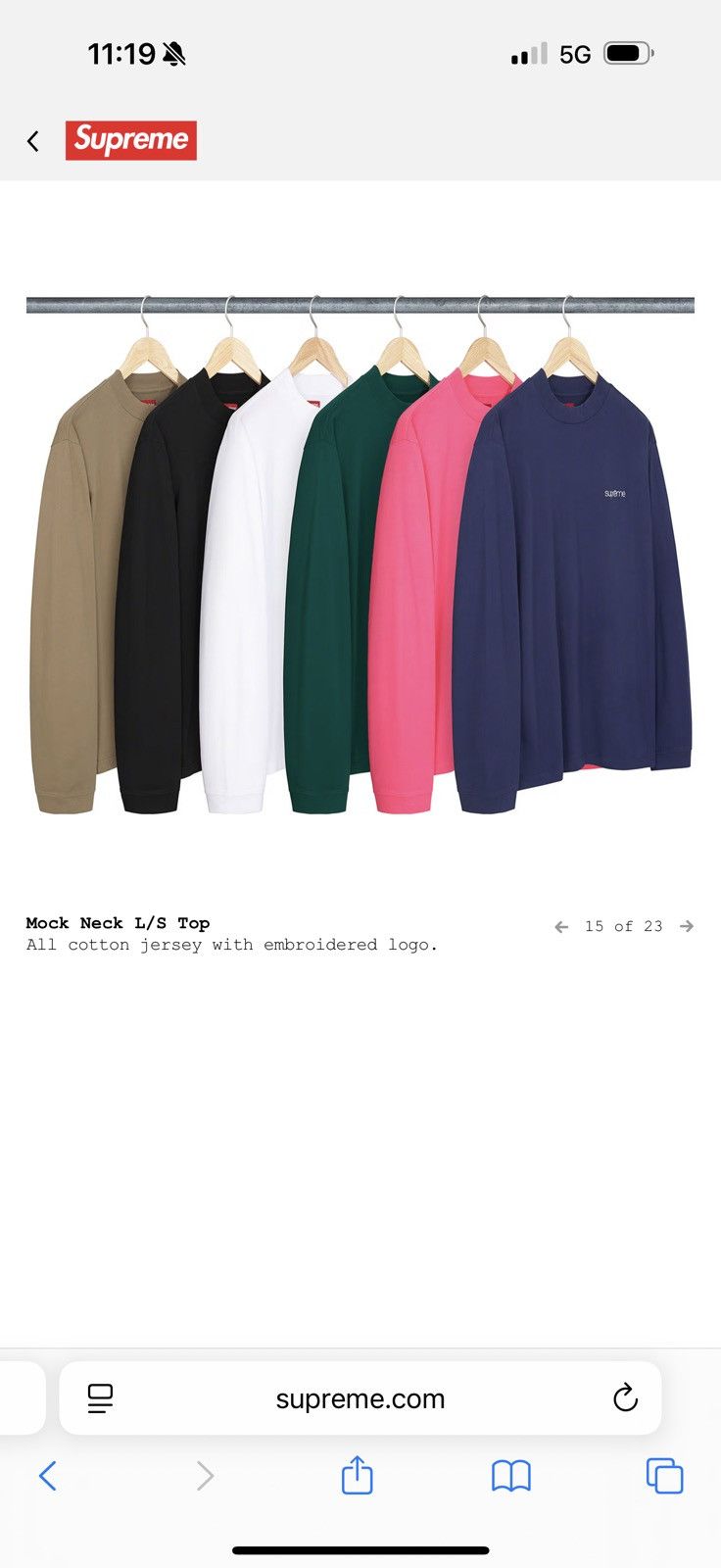 Supreme Mock Neck L／S Top Navy S Supreme Mock Neck L S Top (FW22) - $78