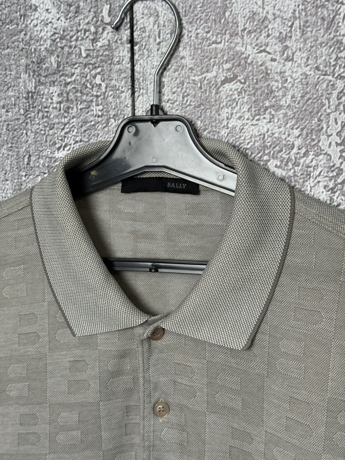 Bally Bally Monogram Long Sleeve Polo Shirt Gray Cotton Italy Size US XL / EU 56 / 4 - 4 Thumbnail