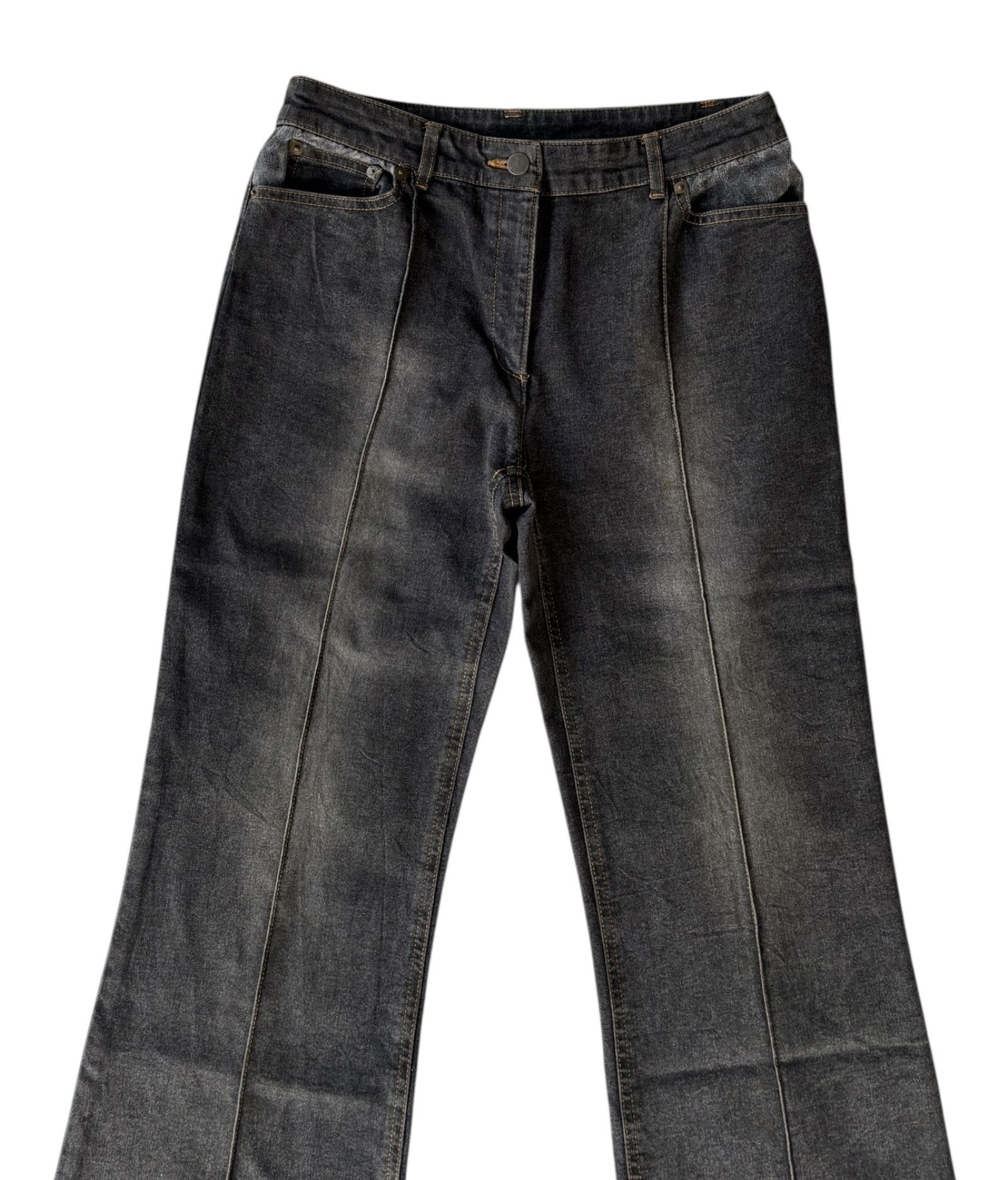 Krizia × Krizia Uomo × Roberto Cavalli Krizia Leopard Flare Jeans Bootcut Black Jeans Size 28" / US 6 / IT 42 - 7 Thumbnail