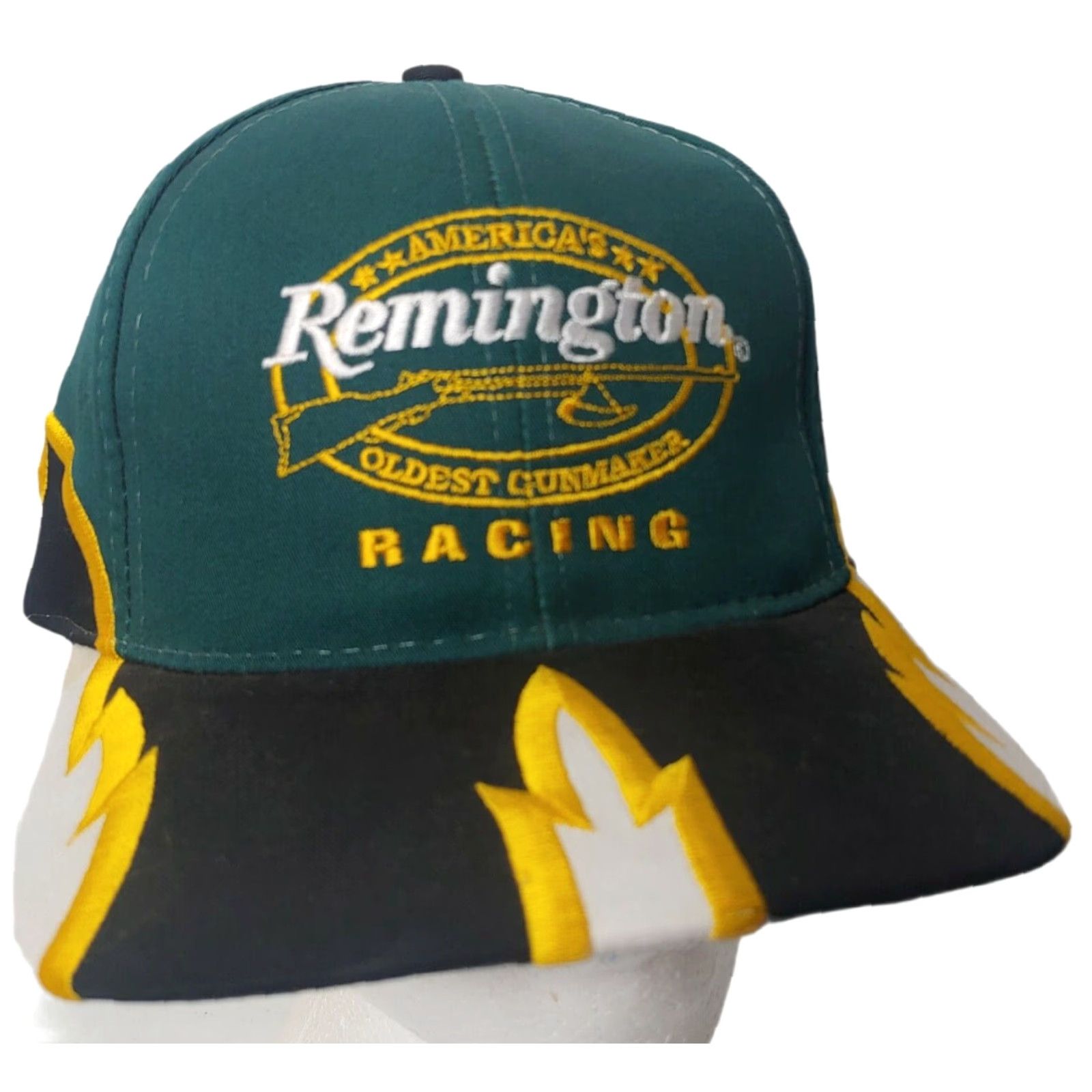 NASCAR NASCAR Remington Racing Shark Tooth Cap Hat Green Yellow Gun Maker Vintage #75 Size ONE SIZE - 2 Thumbnail