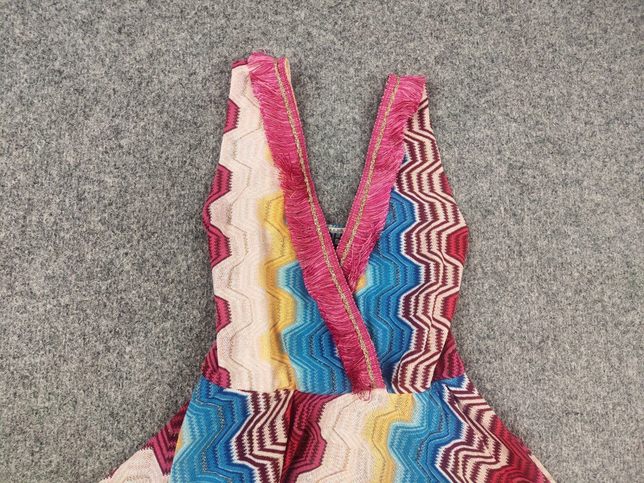 Missoni Pho Firenze Italy V-neck zig zag Multicolor straps Dress Size S / US 4 / IT 40 - 8 Thumbnail
