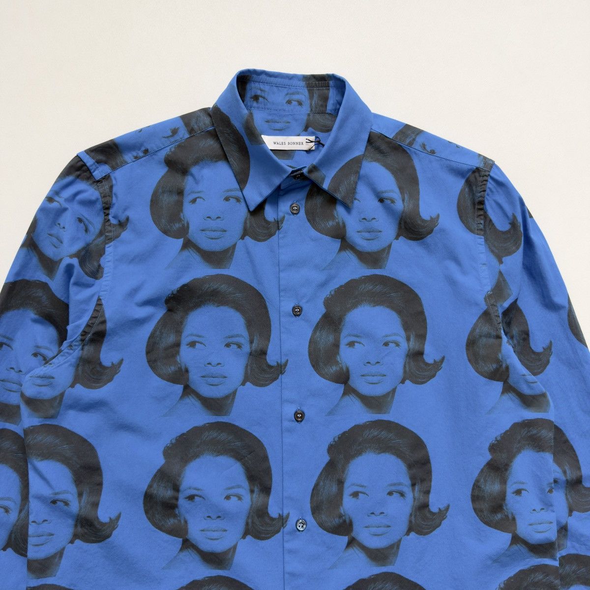 Wales Bonner A/W 25 ‘Selah’ Blue+Black Face Print Shirt Size US L / EU 52-54 / 3 - 4 Thumbnail