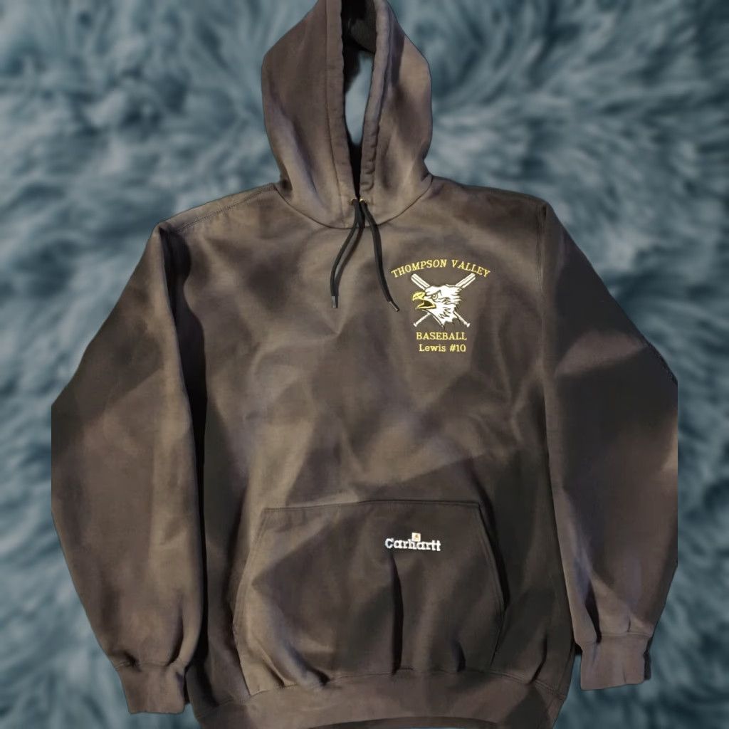 Carhartt VINTAGE Carhartt Baseball Hoodie Mens L Black Distressed 90s Punk Grunge Biker Surf Skate Size US L / EU 52-54 / 3 - 1 Thumbnail