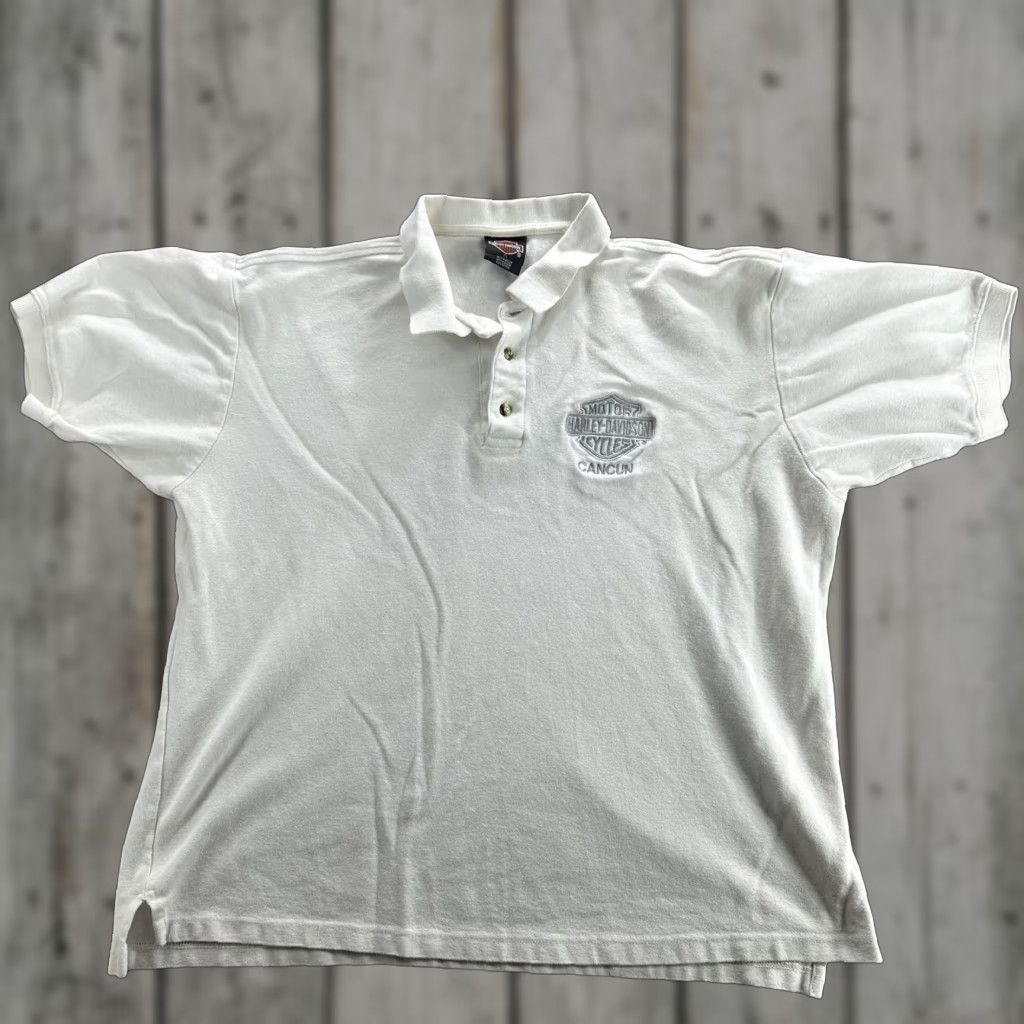 Harley Davidson VINTAGE Harley-Davidson Polo Shirt Mens XL Cancun Embroidered Short Sleeve Motorcycle White Clothing Size US XL / EU 56 / 4 - 1 Thumbnail