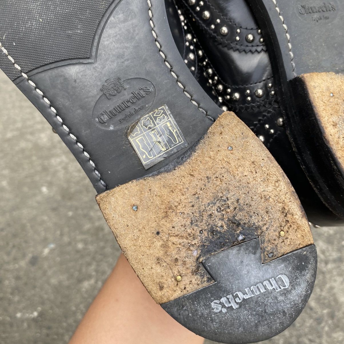 Church's Church’s Burwood Met Studded Glossed-Leather Brogues Size US 6 / EU 39 - 5 Thumbnail