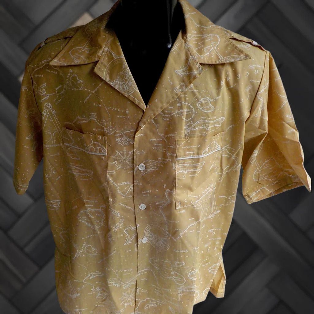 Jantzen VINTAGE JANTZEN SHIRT Hawaiian Print Beige/Ivory SS Hawaii Map Print Shirt L Regular Short Sleeve Men's Size US L / EU 52-54 / 3 - 1 Thumbnail