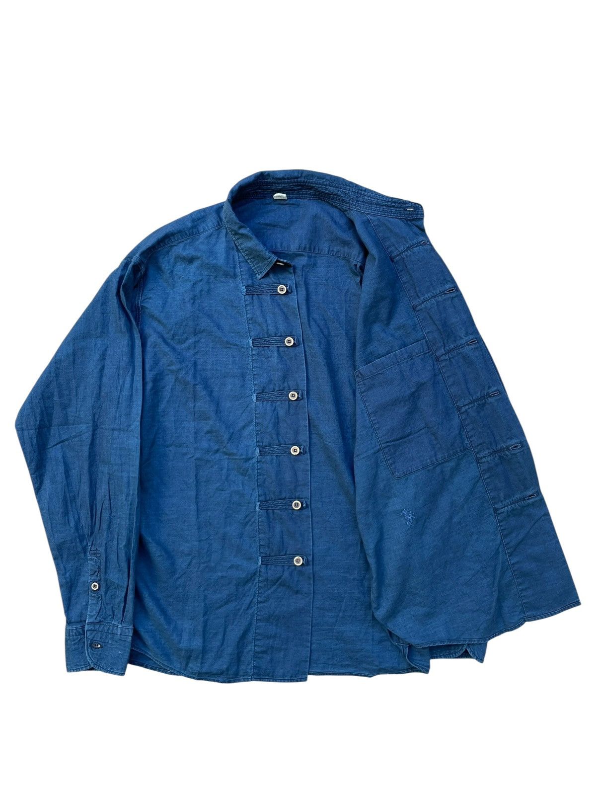 Japanese Brand 45rpm Indigo Dyed Unique Flap Japan Soft Denim Shirt Size US L / EU 52-54 / 3 - 10 Thumbnail