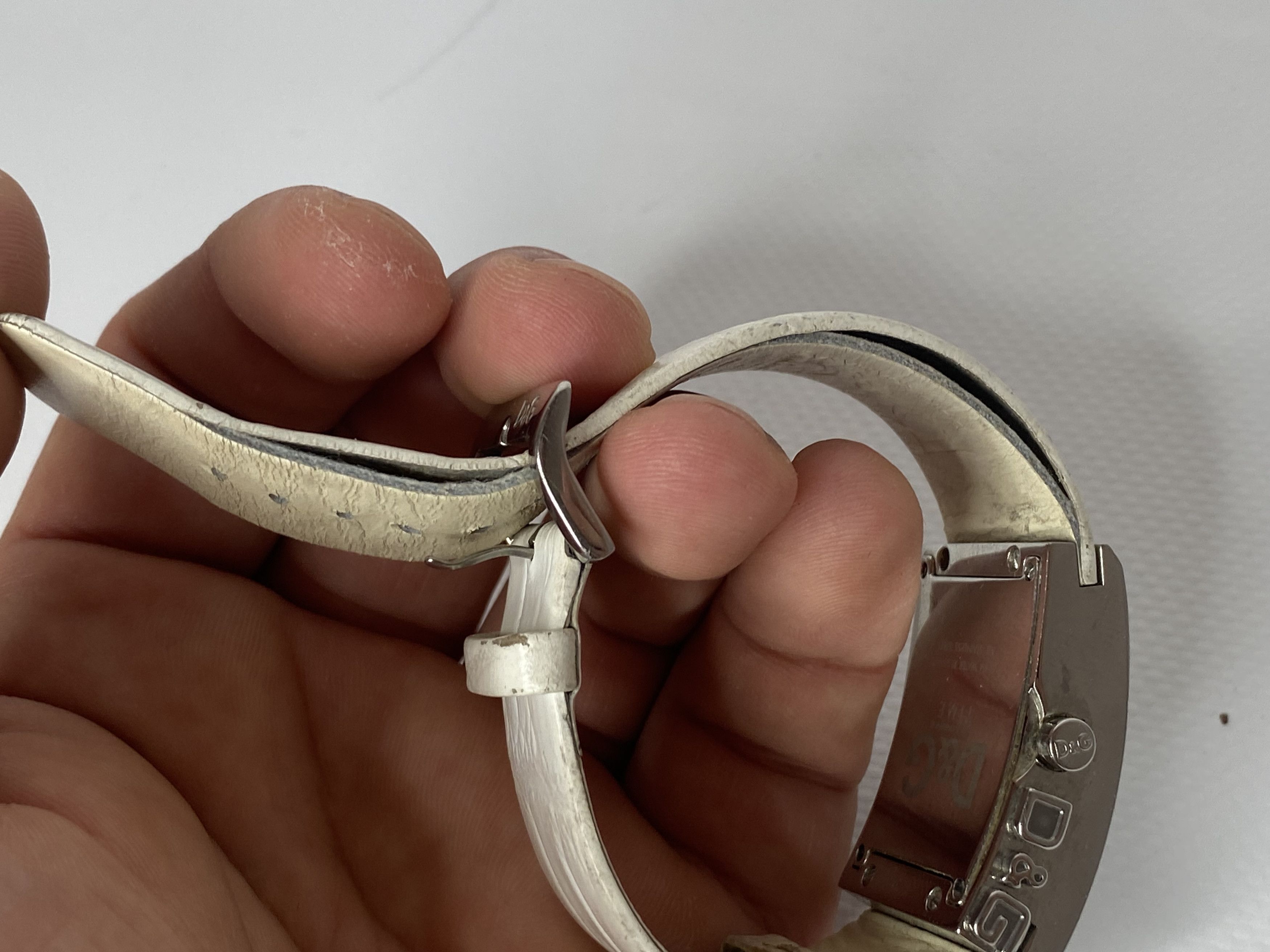 Dolce & Gabbana DOLCE & GABBANA 302555 TIME WATCH SILVER WHITE LEATHER BELT Size ONE SIZE - 6 Thumbnail