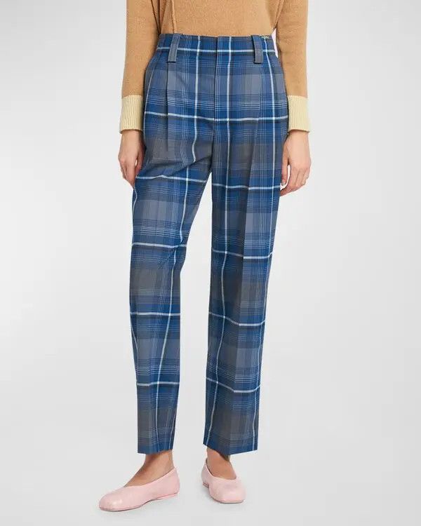 Marni o1w1db11125 Double-Pleated Straight-Leg Trousers in Blue Size 27" / US 4 / IT 40 - 2 Thumbnail