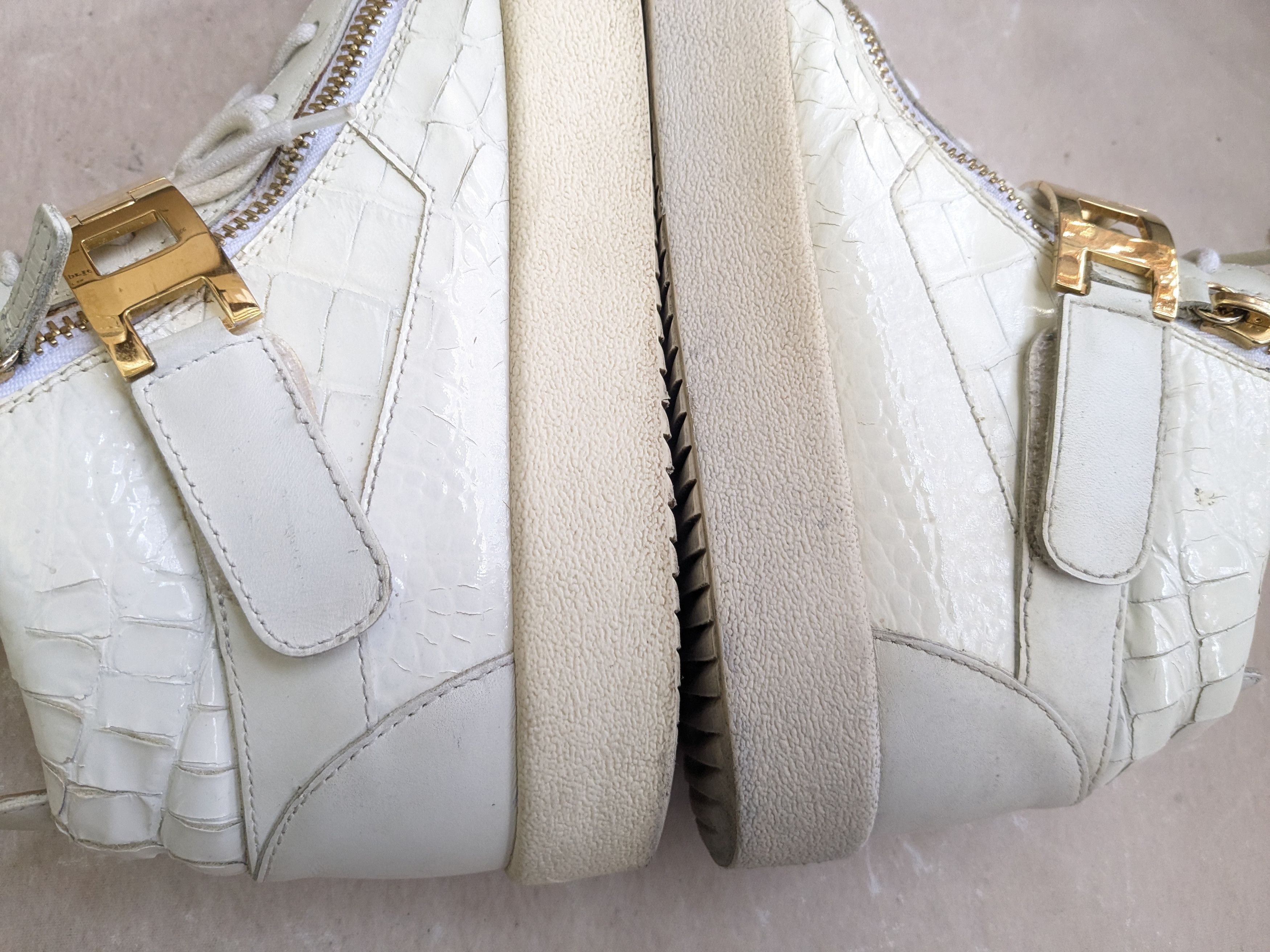 Giuseppe Zanotti Giuseppe Zanotti Sneakers White Gold 11 44 High Tops Leather Size US 11 / EU 44 - 7 Thumbnail