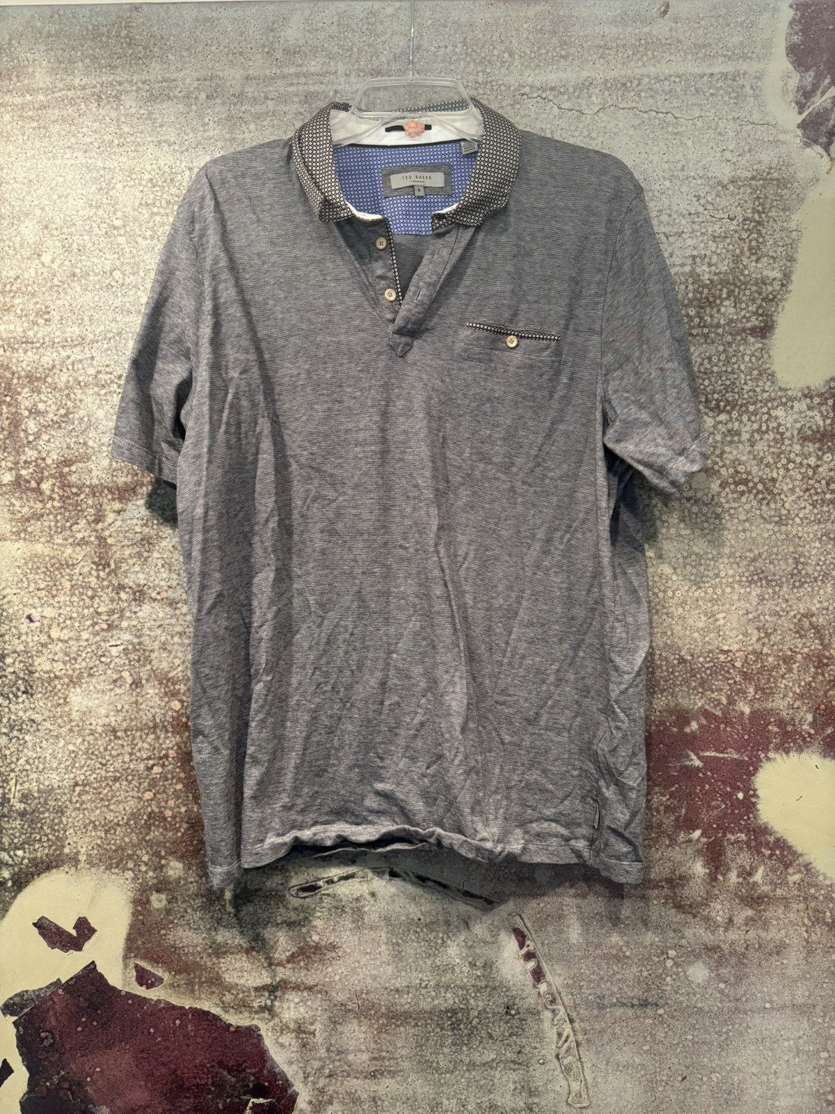 Ted Baker Ted Baker Luxury Small Grey Polo with Print on Collar Size US S / EU 44-46 / 1 - 2 Thumbnail
