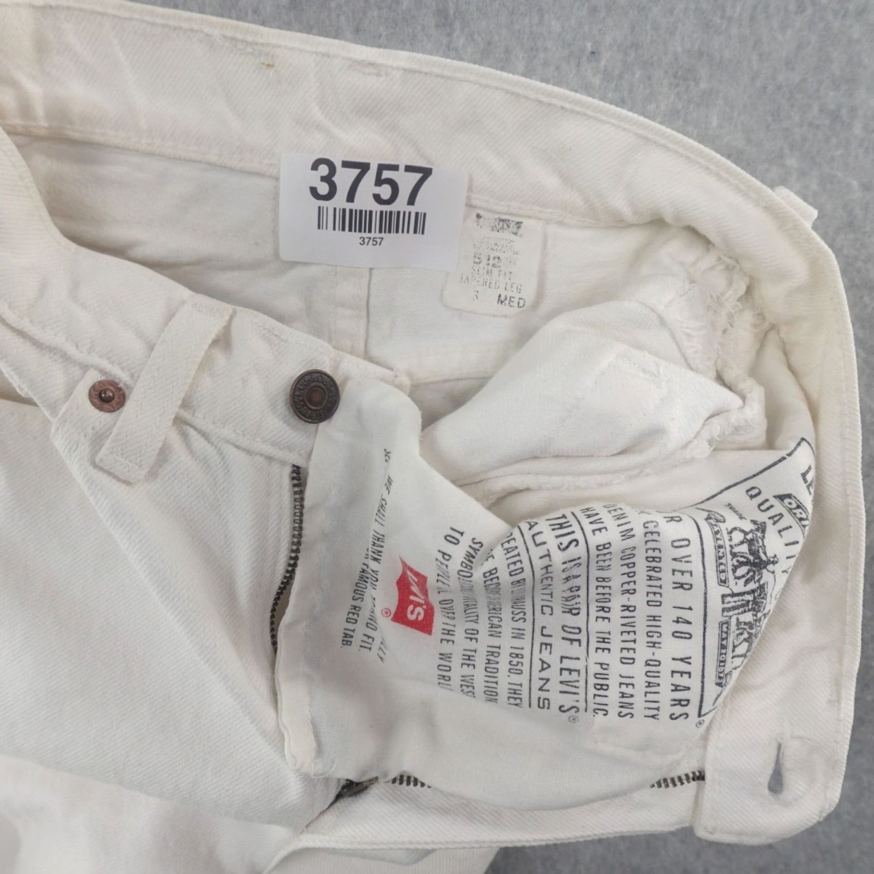 Levi's Levi’s Jeans Womens 3 (3X30) White Slim Tapered Leg 5-Pocket 100% Cotton Denim Vintage M Slim Fit Regular 512 Jeans Mens Womens Girls Size 26" / US 2 / IT 38 - 4 Thumbnail
