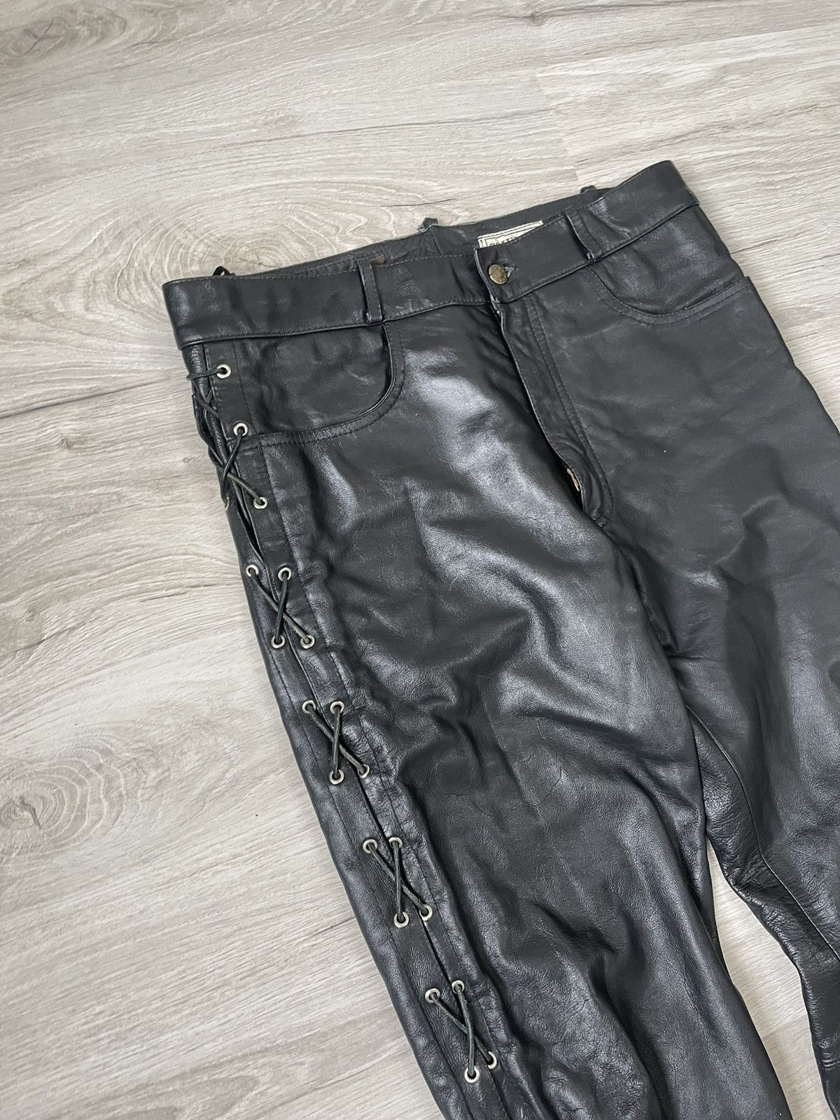 Japanese Brand × Leather × Vintage Vintage Casual Moto Pants Leather Size US 36 / EU 52 - 4 Thumbnail