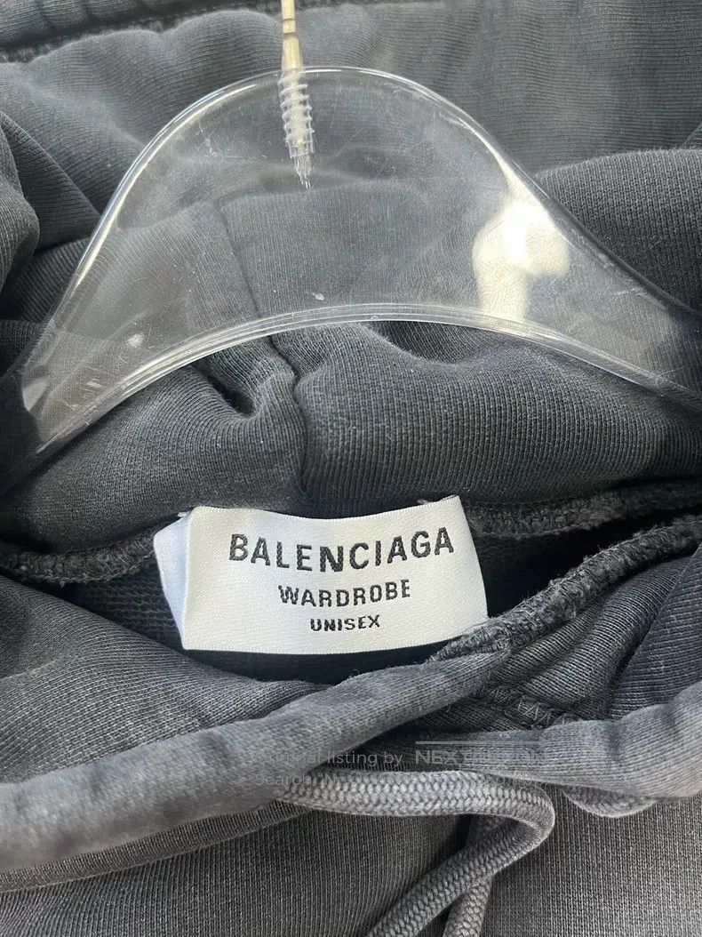 Balenciaga Balenciaga Grey Washed Aged Embroidered Logo Hoodie Size US M / EU 48-50 / 2 - 3 Thumbnail