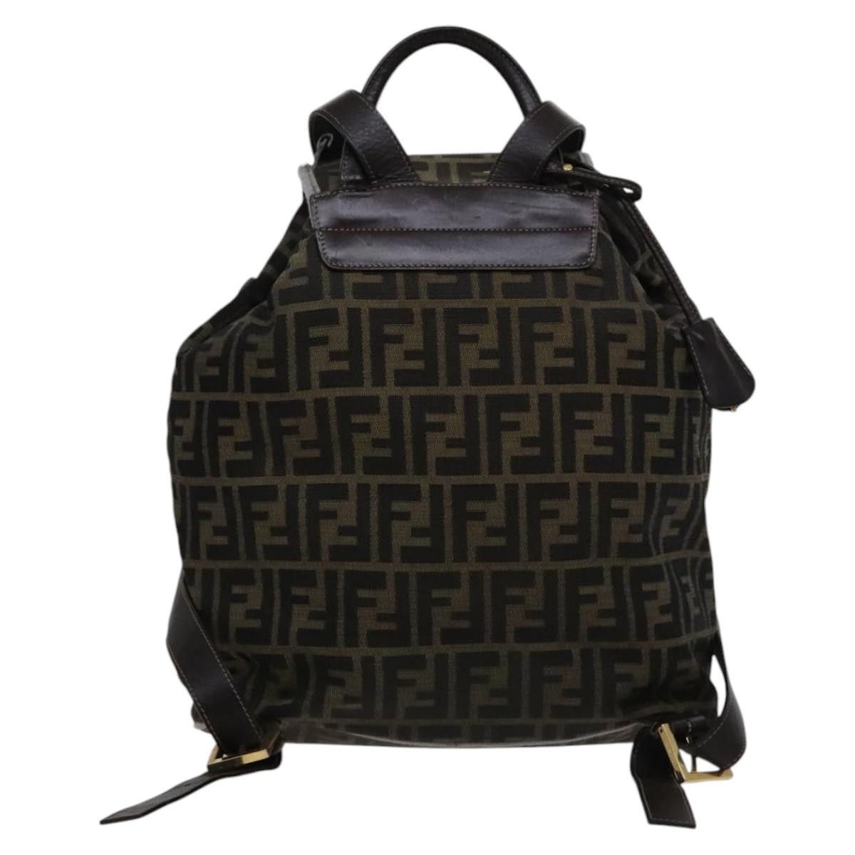 Fendi FENDI Zucca Canvas Backpack Brown Black Gold Size ONE SIZE - 3 Thumbnail