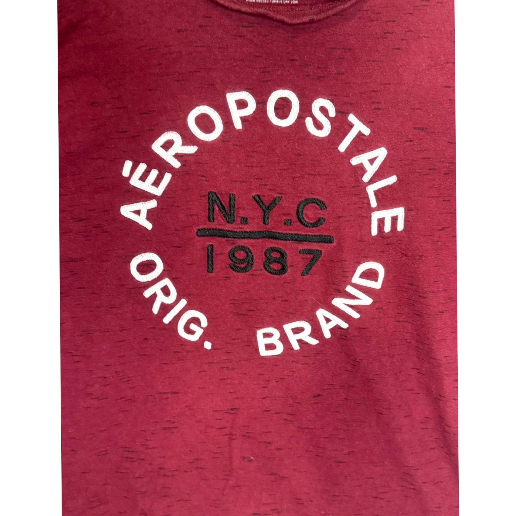 Aeropostale VINTAGE Aeropostale NYC 1987 Mens T-Shirt Burgundy Graphic Print Crew Neck Short Sleeve Regular Fit Large Size US L / EU 52-54 / 3 - 2 Thumbnail