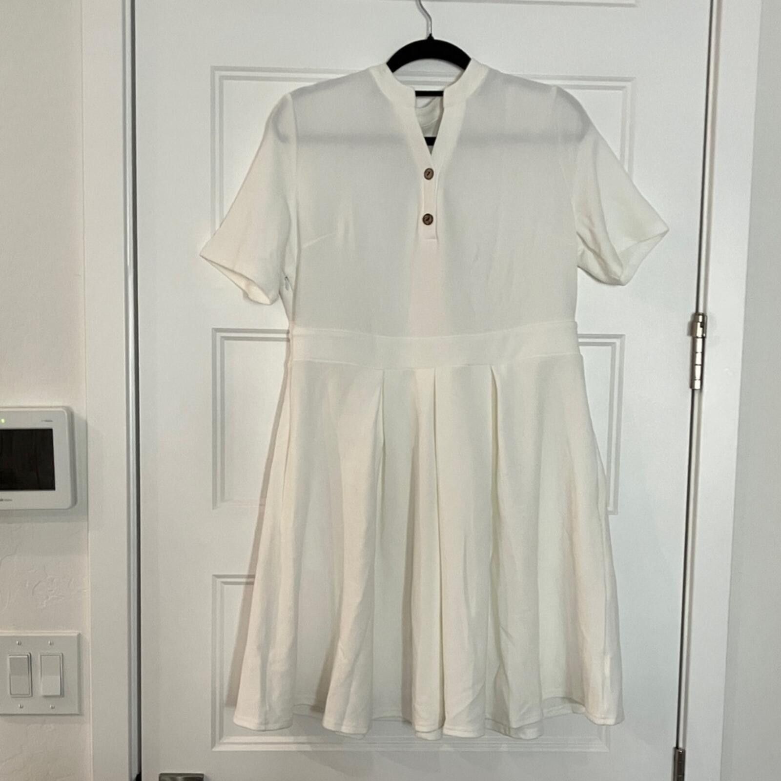 Other NIB White Short-Sleeve A-Line Mini Dress Size XXL / US 16-18 / IT 52-54 - 1 Thumbnail