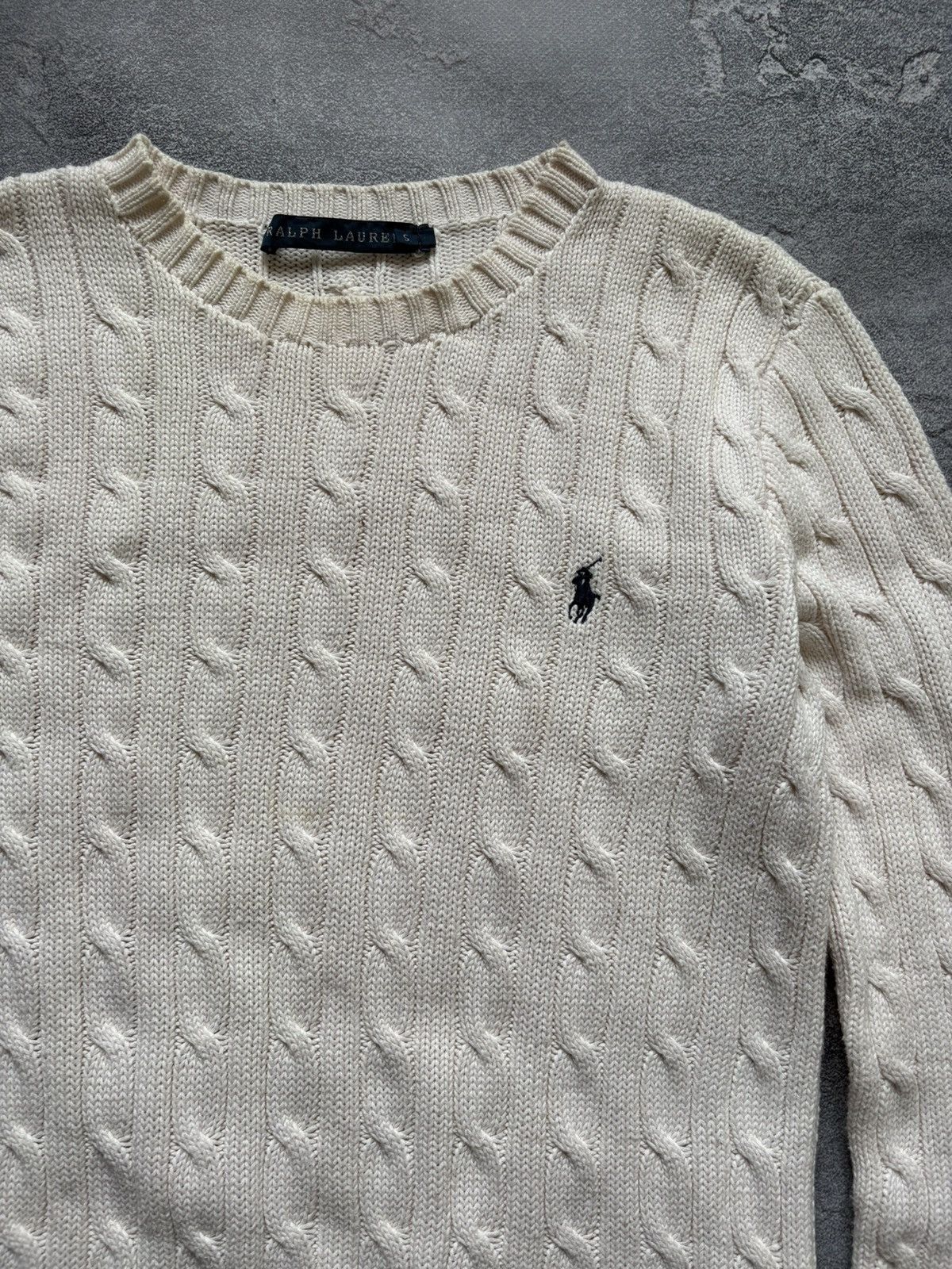 Polo Ralph Lauren Vintage Polo Ralph Lauren Luxury White Cable Knit Sweater Size S / US 4 / IT 40 - 5 Thumbnail