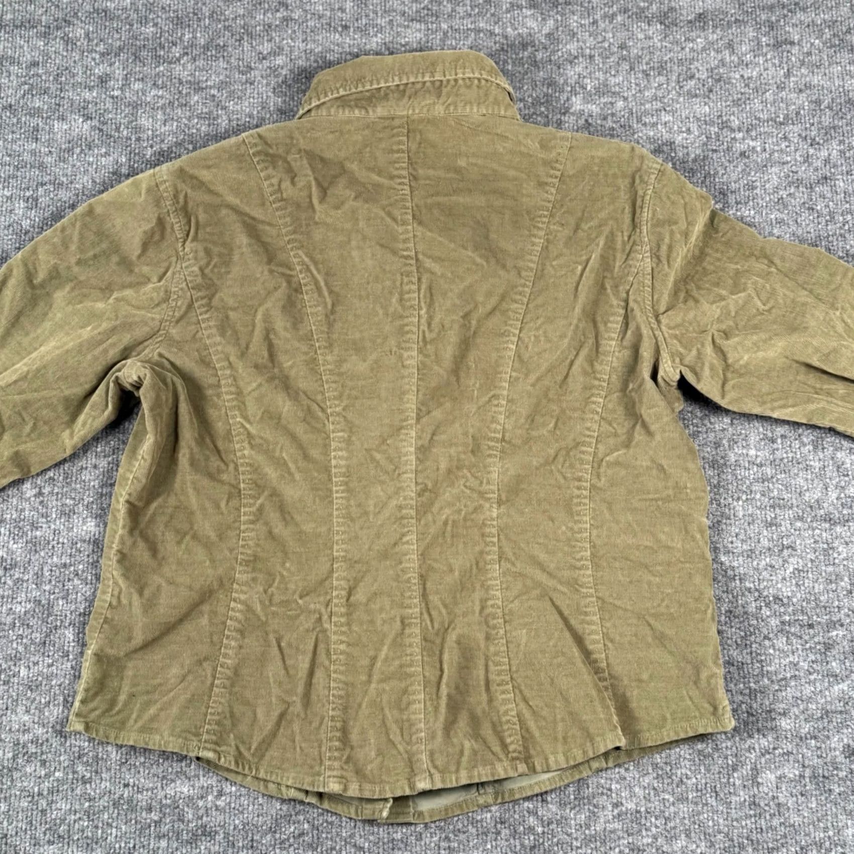 Talbots Talbots Petites Corduroy Button Up Shirt LS Women M Green Fall Workwear Basic Stretch Size M / US 6-8 / IT 42-44 - 3 Thumbnail