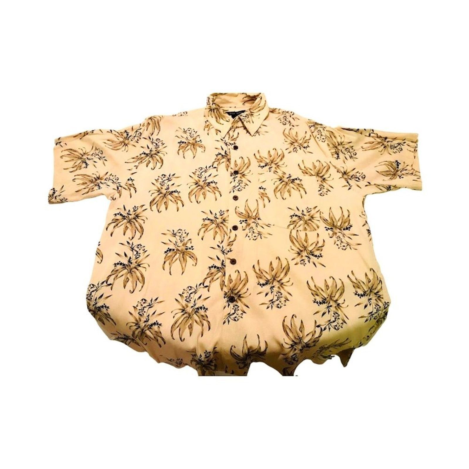 The Unbranded Brand Vintage Silk Icon Mens Shirt 100% Silk Palm Trees Beige L Size US L / EU 52-54 / 3 - 1 Thumbnail