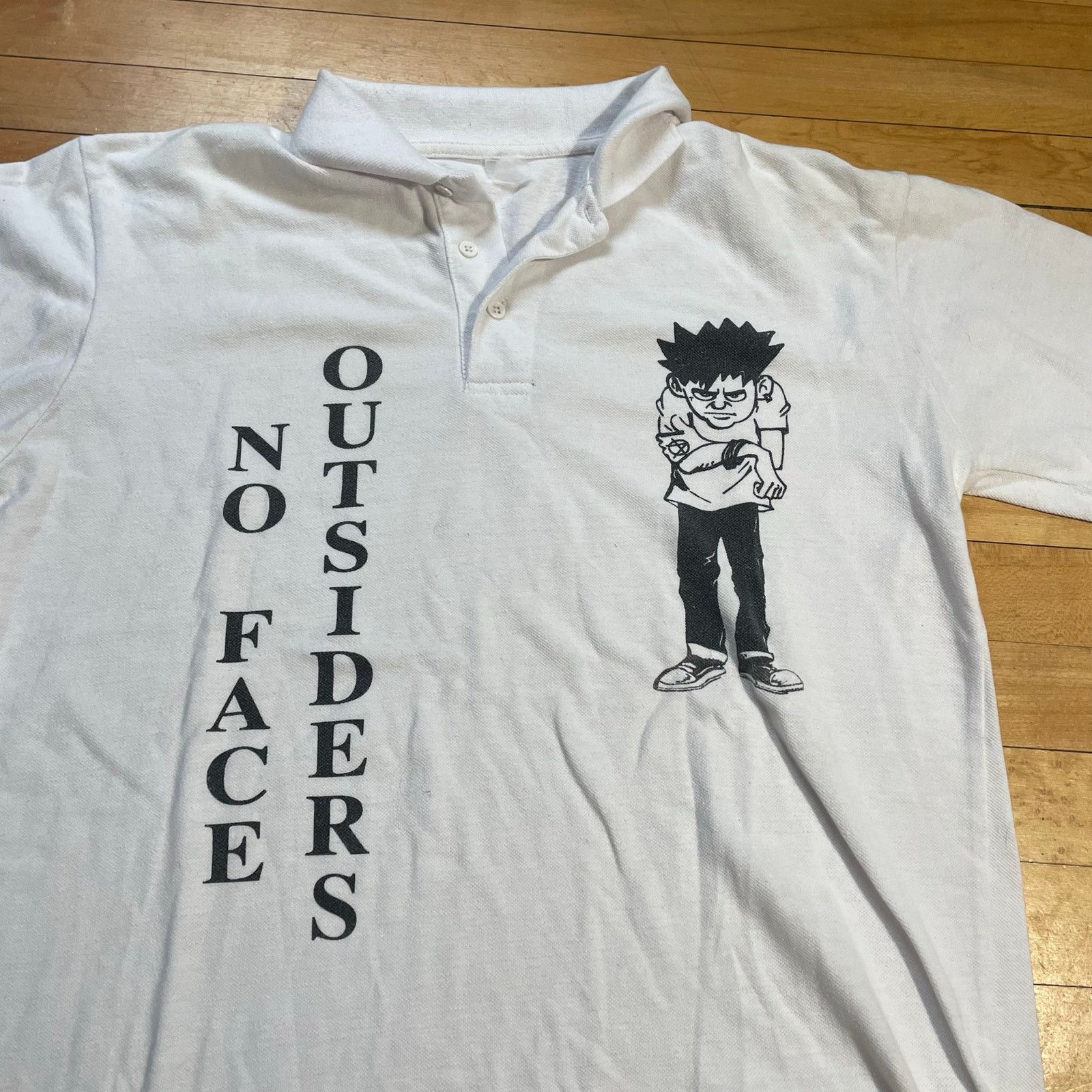 Other 90s No Face Outsiders Graphic Polo Shirt Mens M L Anime Punk Size US L / EU 52-54 / 3 - 2 Thumbnail