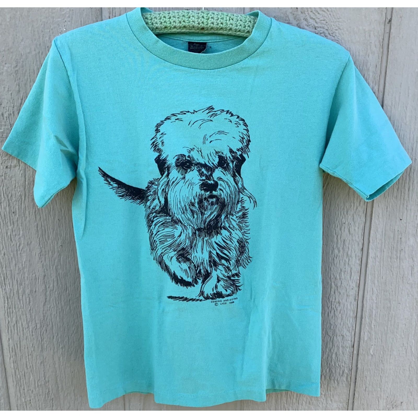 Anvil vintage Anvil shirt Mens S Green 1980s Coming and Going dog graphic tee Size US S / EU 44-46 / 1 - 2 Thumbnail