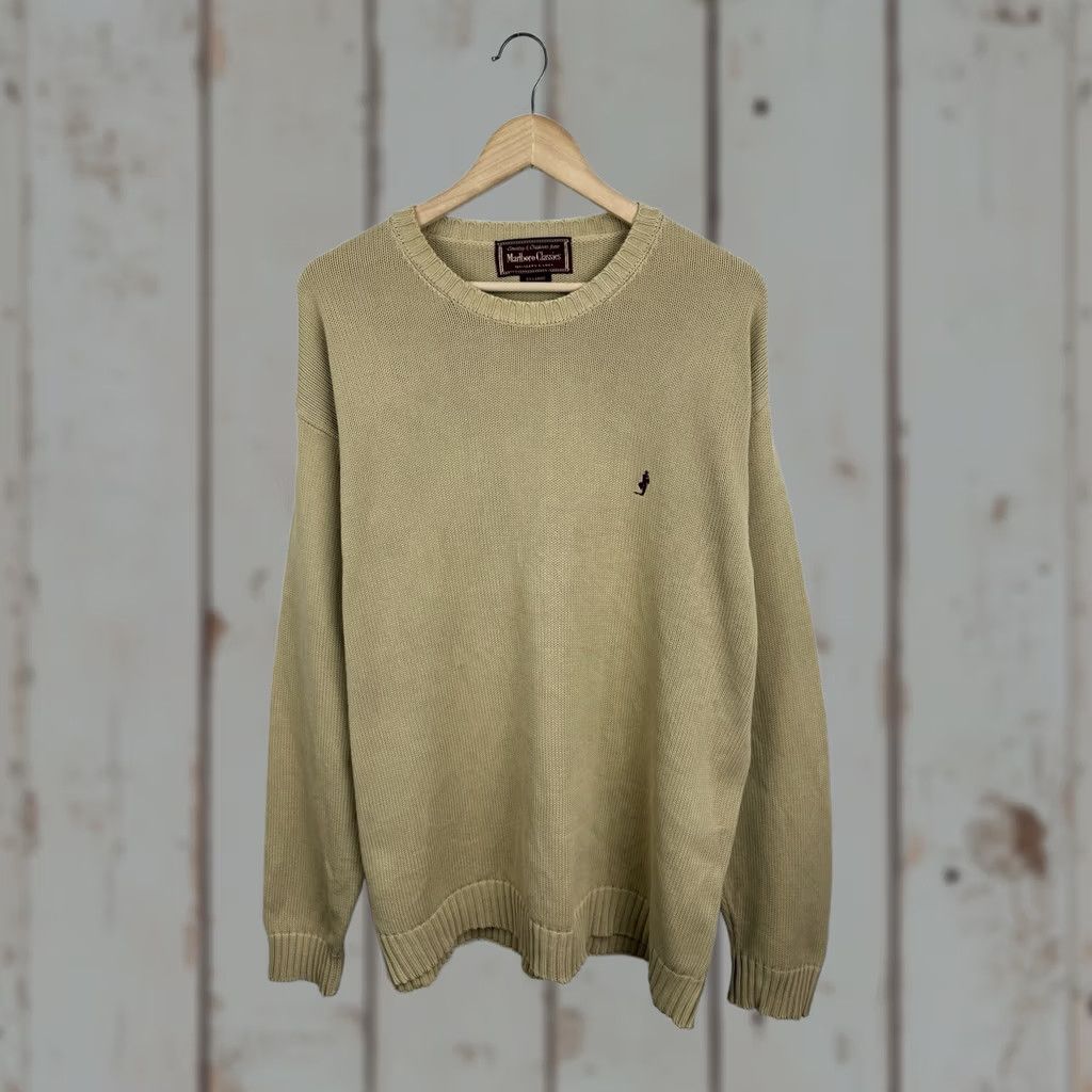 Marlboro VINTAGE Marlboro Classics Sweater Adult XXL Beige Knit 90s Mens Size US XXL / EU 58 / 5 - 1 Thumbnail