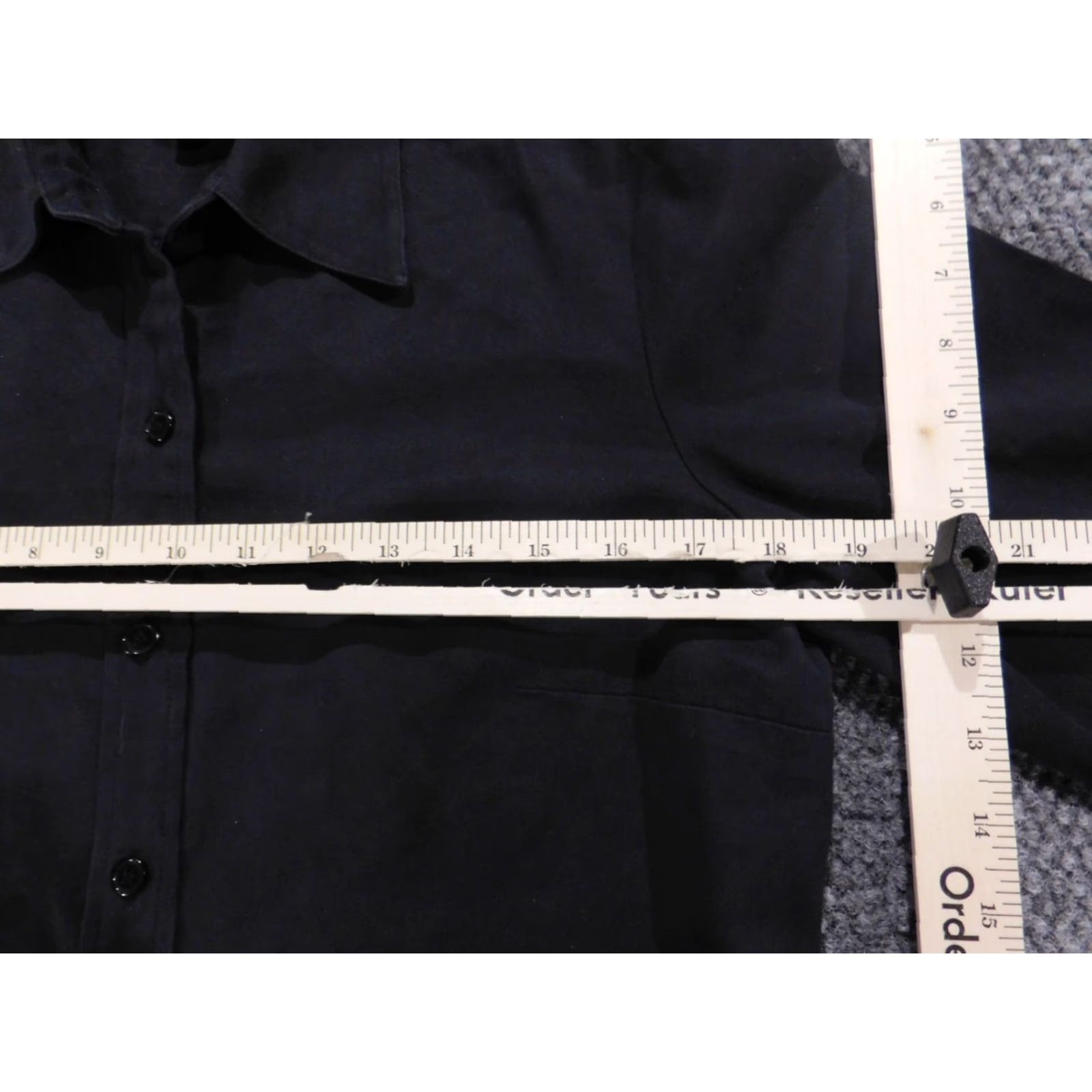 Vintage Inc International Concepts Womens Blouse Button-Up Black Velvet Pleated Long Sleeve Collar Down M Size M / US 6-8 / IT 42-44 - 6 Thumbnail