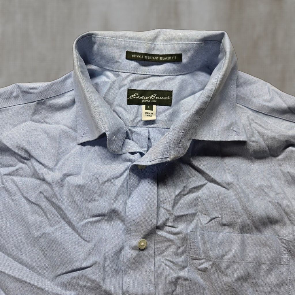 Eddie Bauer Eddie Bauer Dress Shirt Mens Large Blue Wrinkle Free Button Up Regular fit Solid Size 42R - 1 Thumbnail